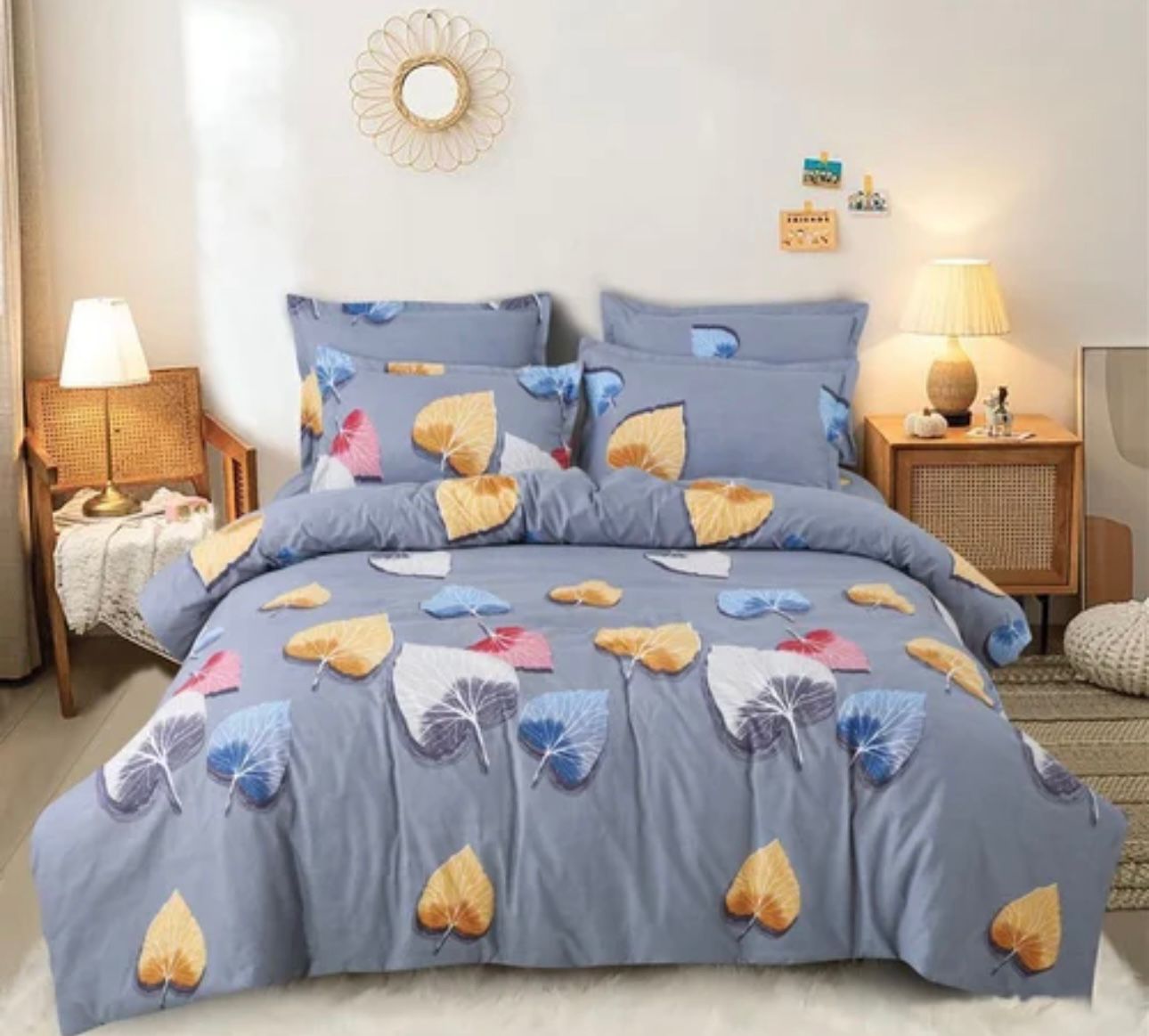 Floral Microfibre King Bedsheet with 2 Pillow Covers in Berlin