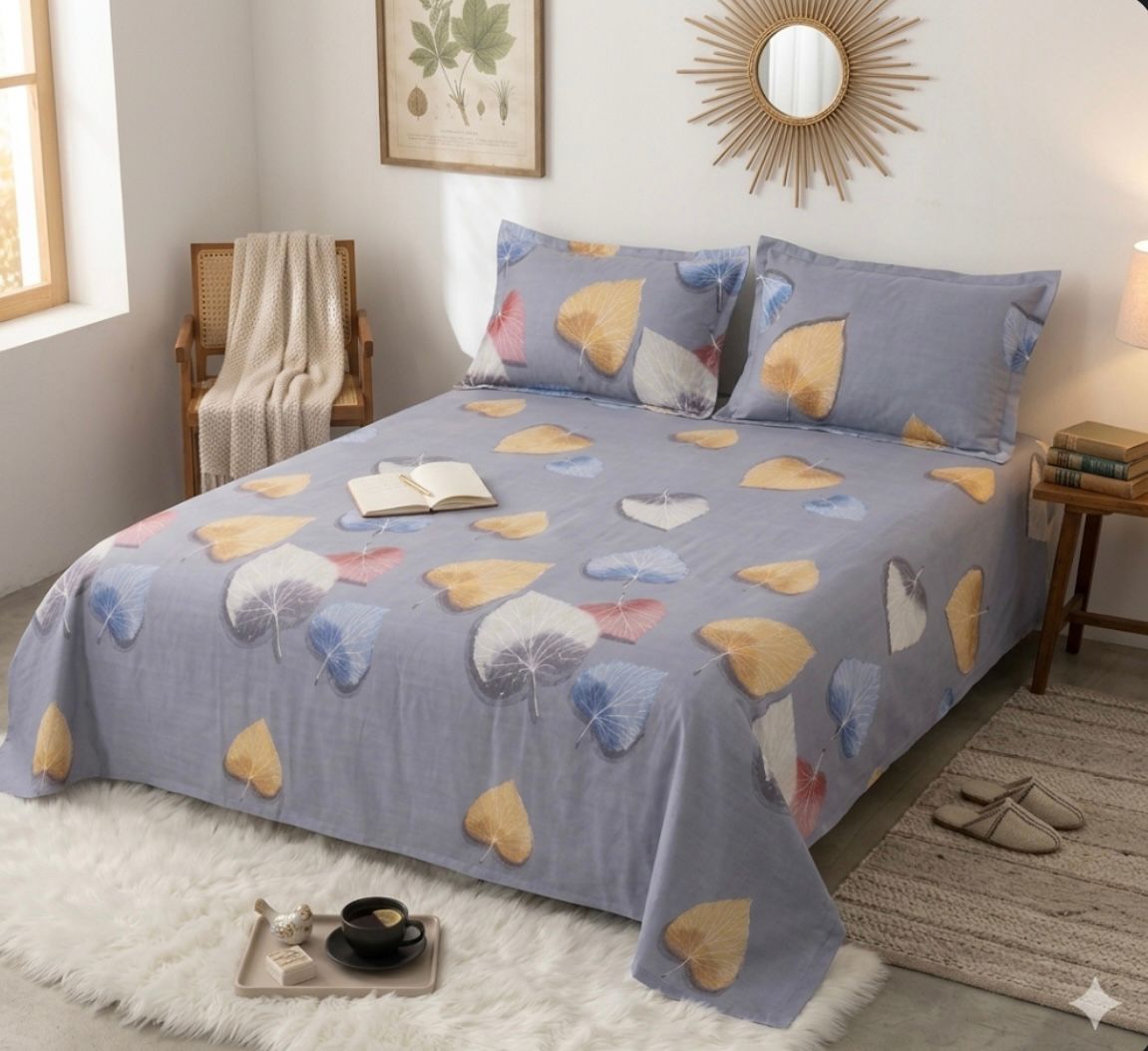 Floral Microfibre King Bedsheet with 2 Pillow Covers in Berlin