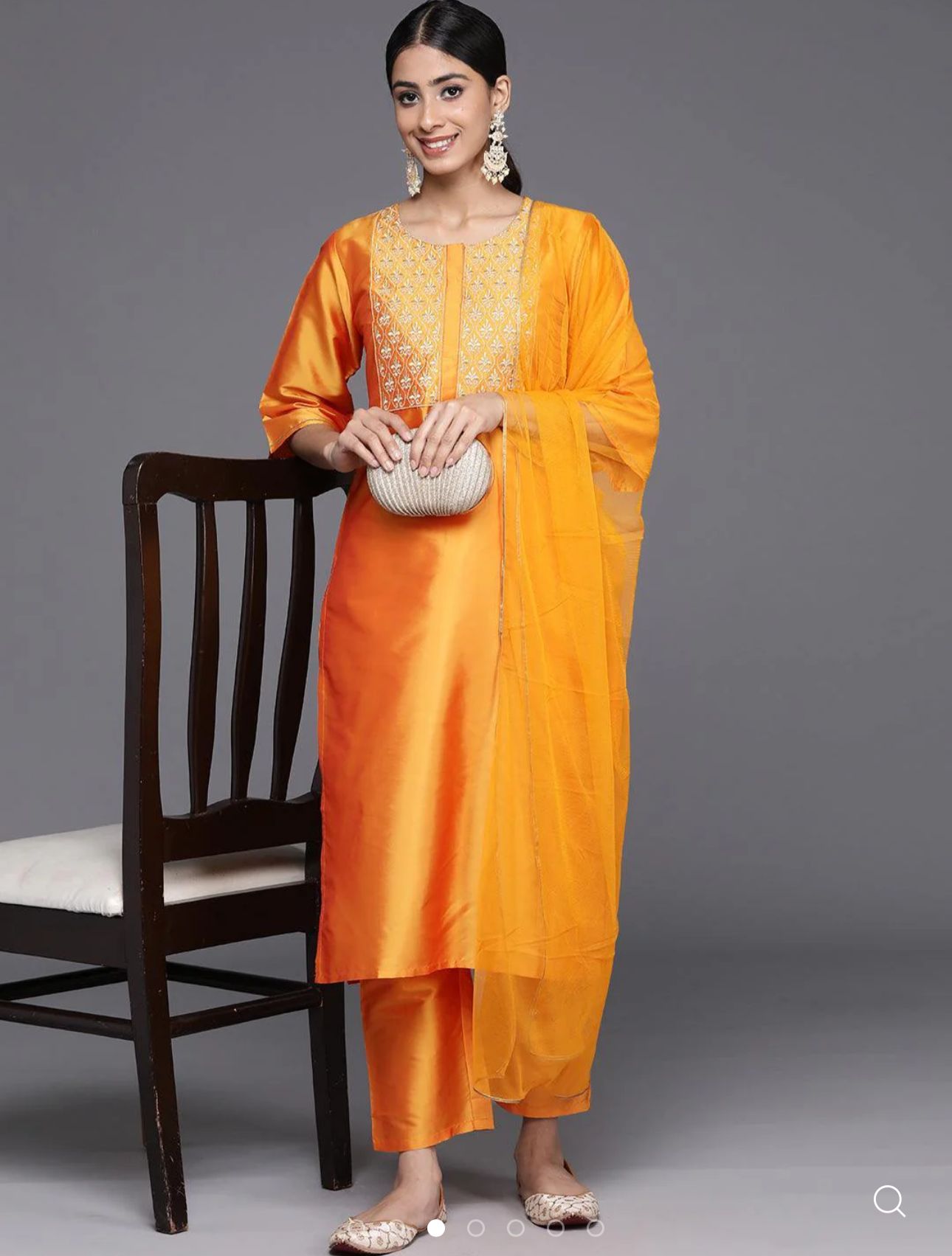 Yellow Yoke Design Silk Blend Straight Kurta With Trousers & Dupatta in Germany
