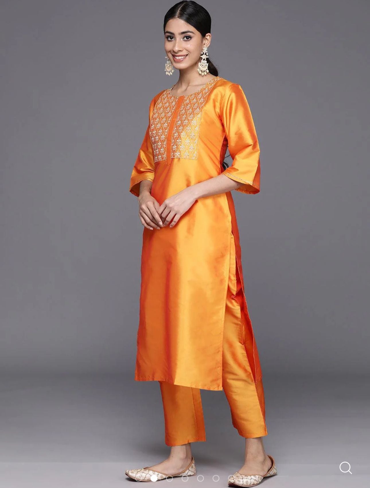 Yellow Yoke Design Silk Blend Straight Kurta With Trousers & Dupatta in Germany