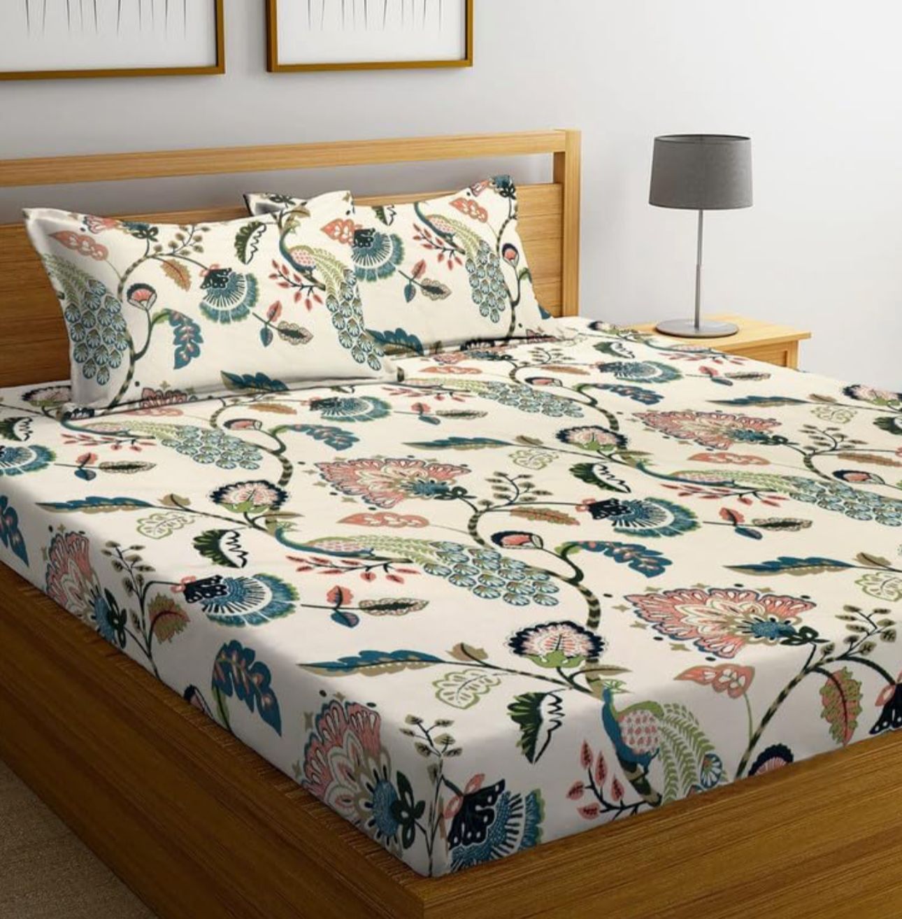 Floral Microfibre King Bedsheet with 2 Pillow Covers in Berlin