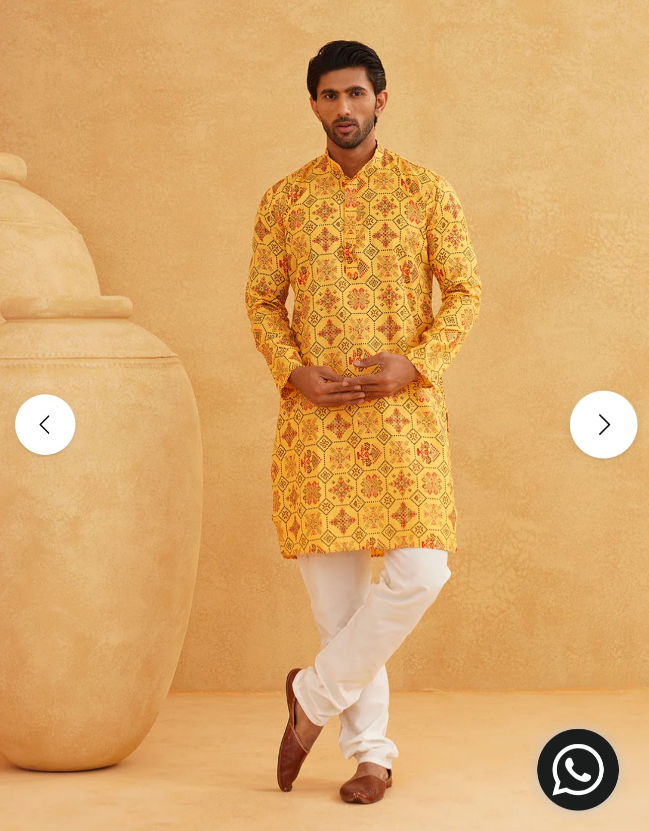 Men's Cotton Blend Yellow Kurta in Germany