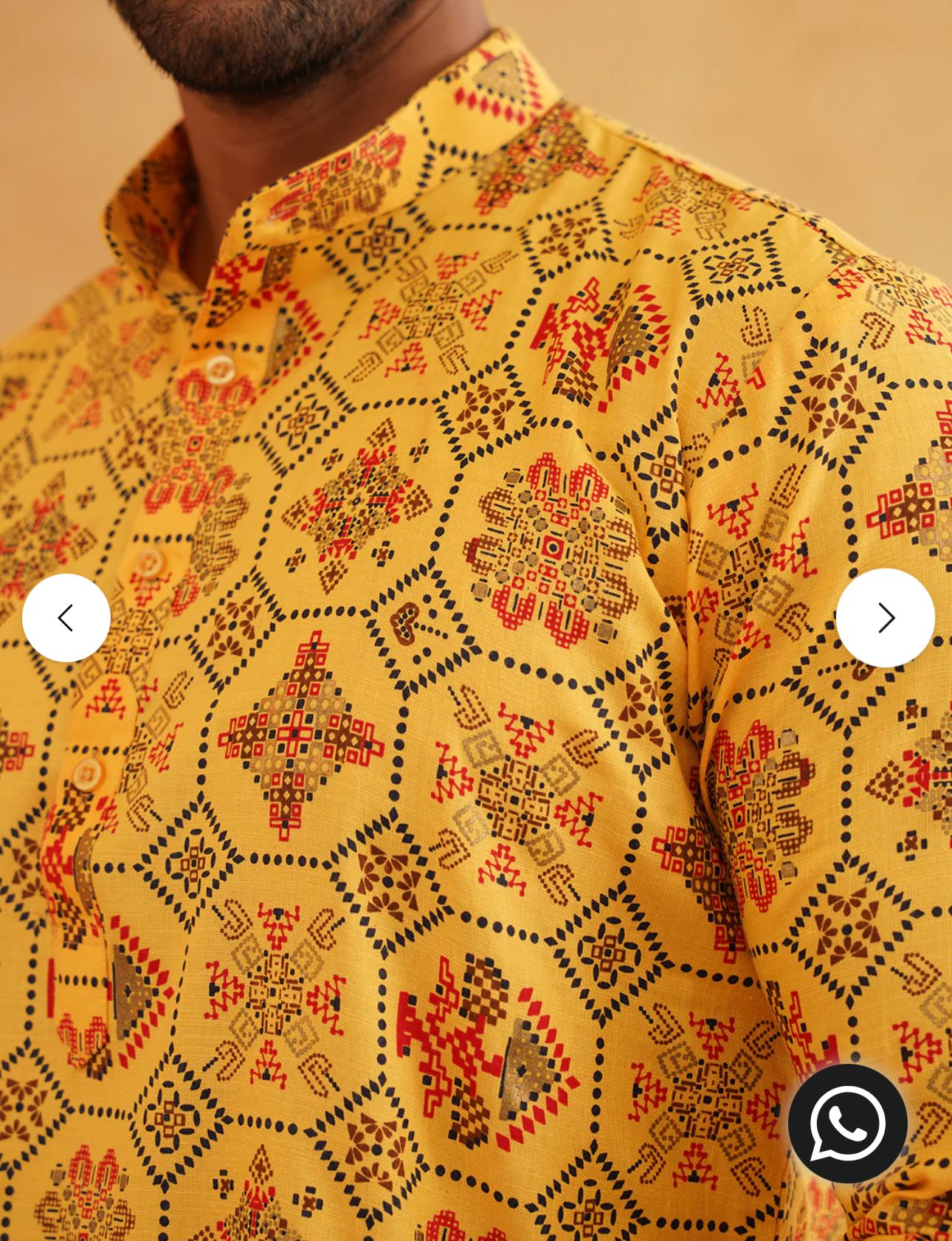Men's Cotton Blend Yellow Kurta in Germany