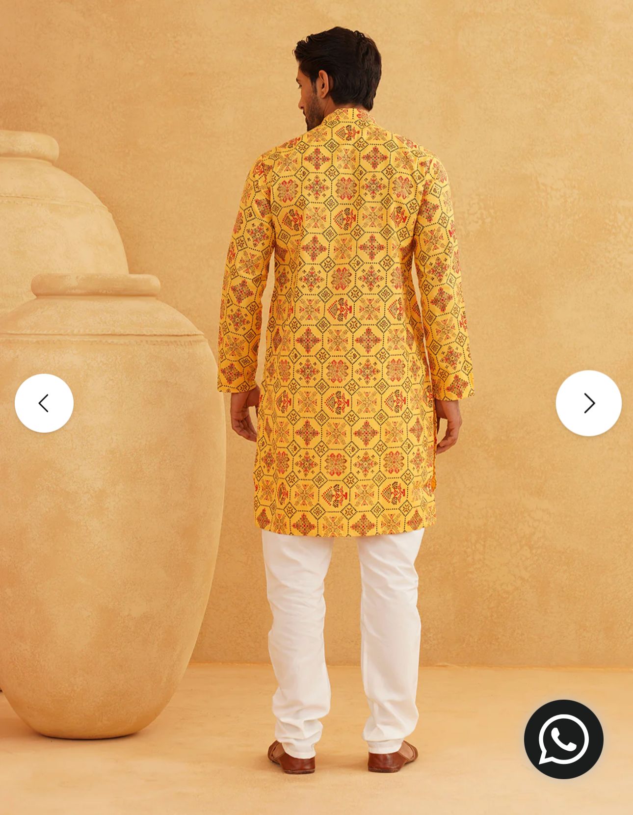 Men's Cotton Blend Yellow Kurta in Germany