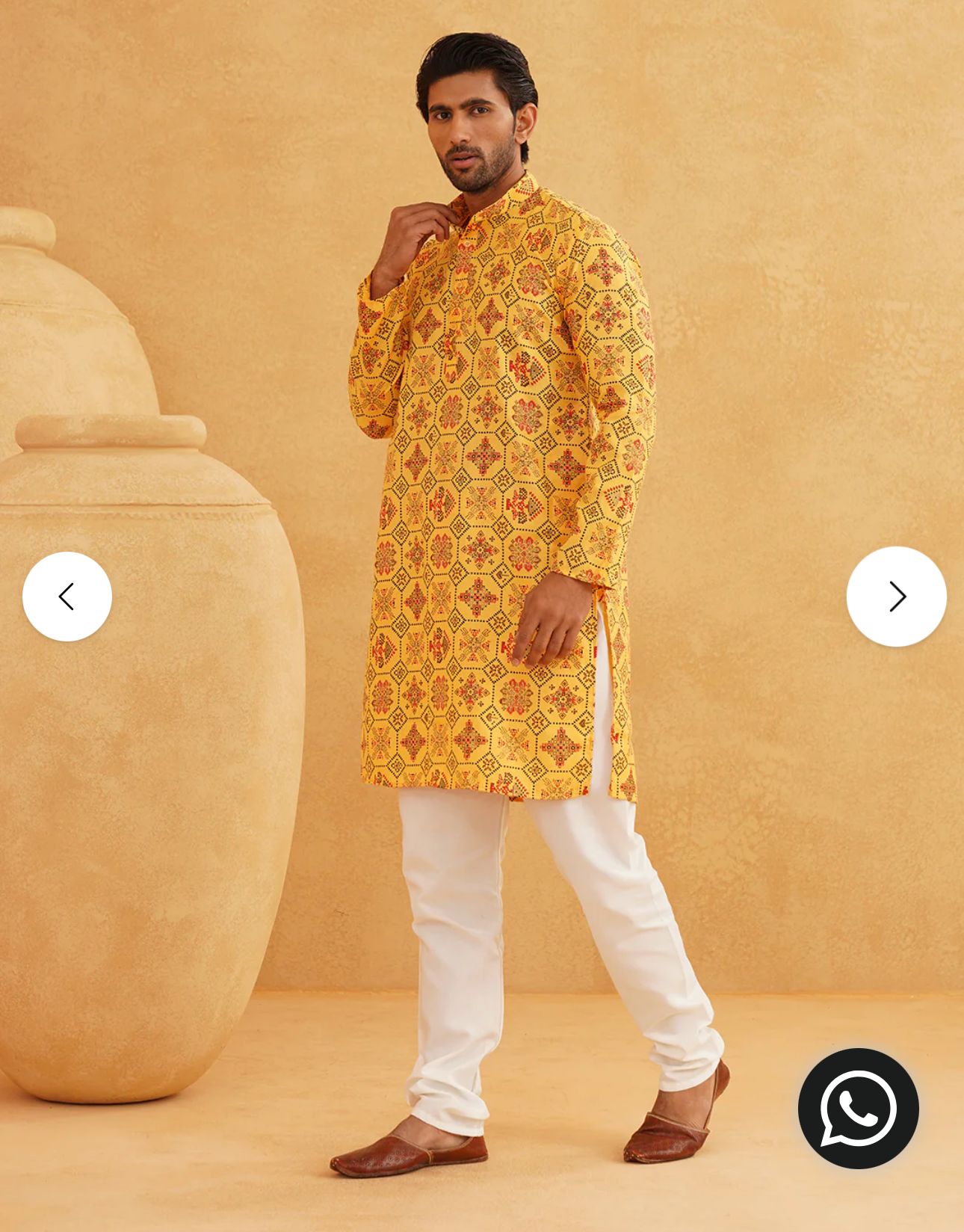 Men's Cotton Blend Yellow Kurta in Germany