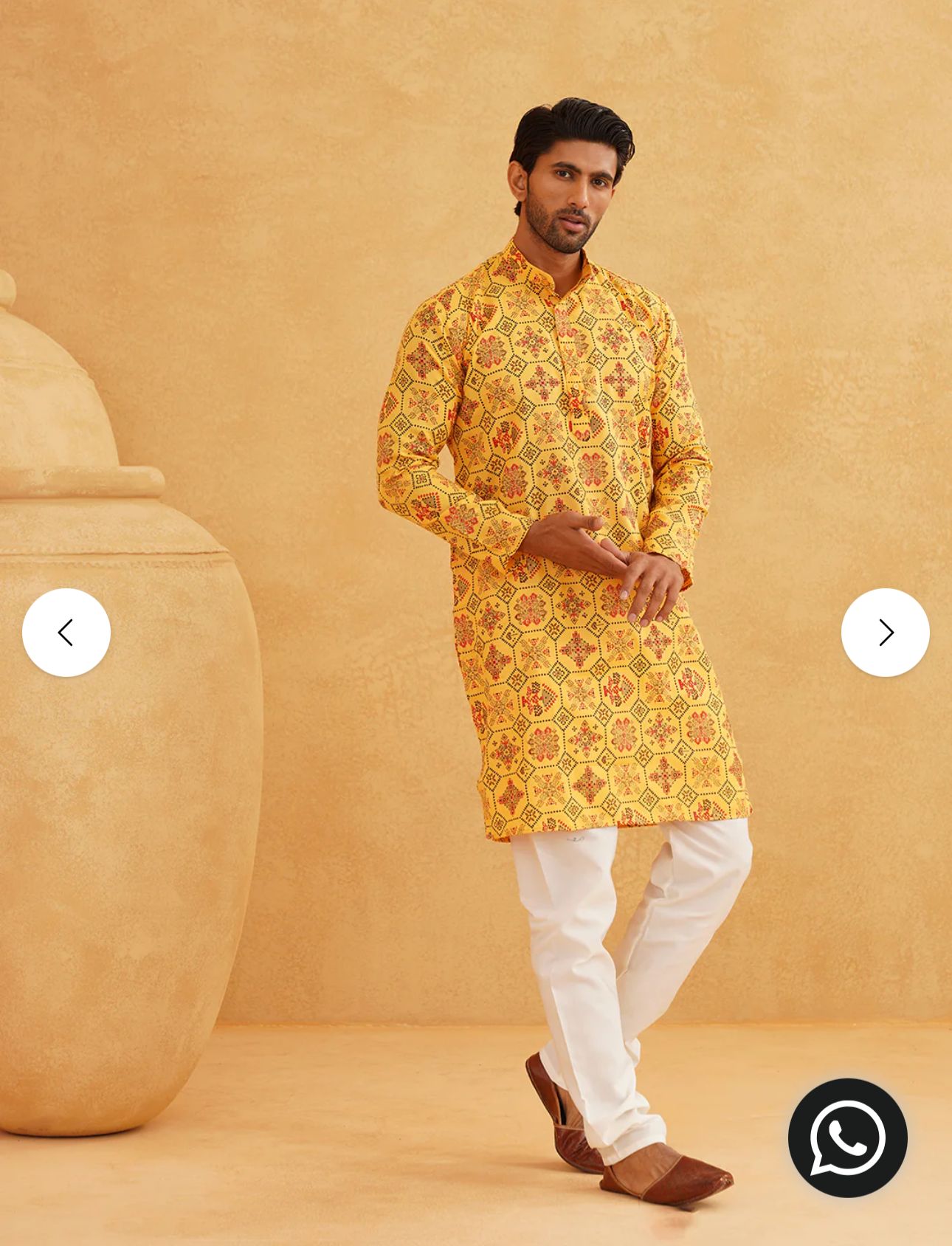 Men's Cotton Blend Yellow Kurta in Germany