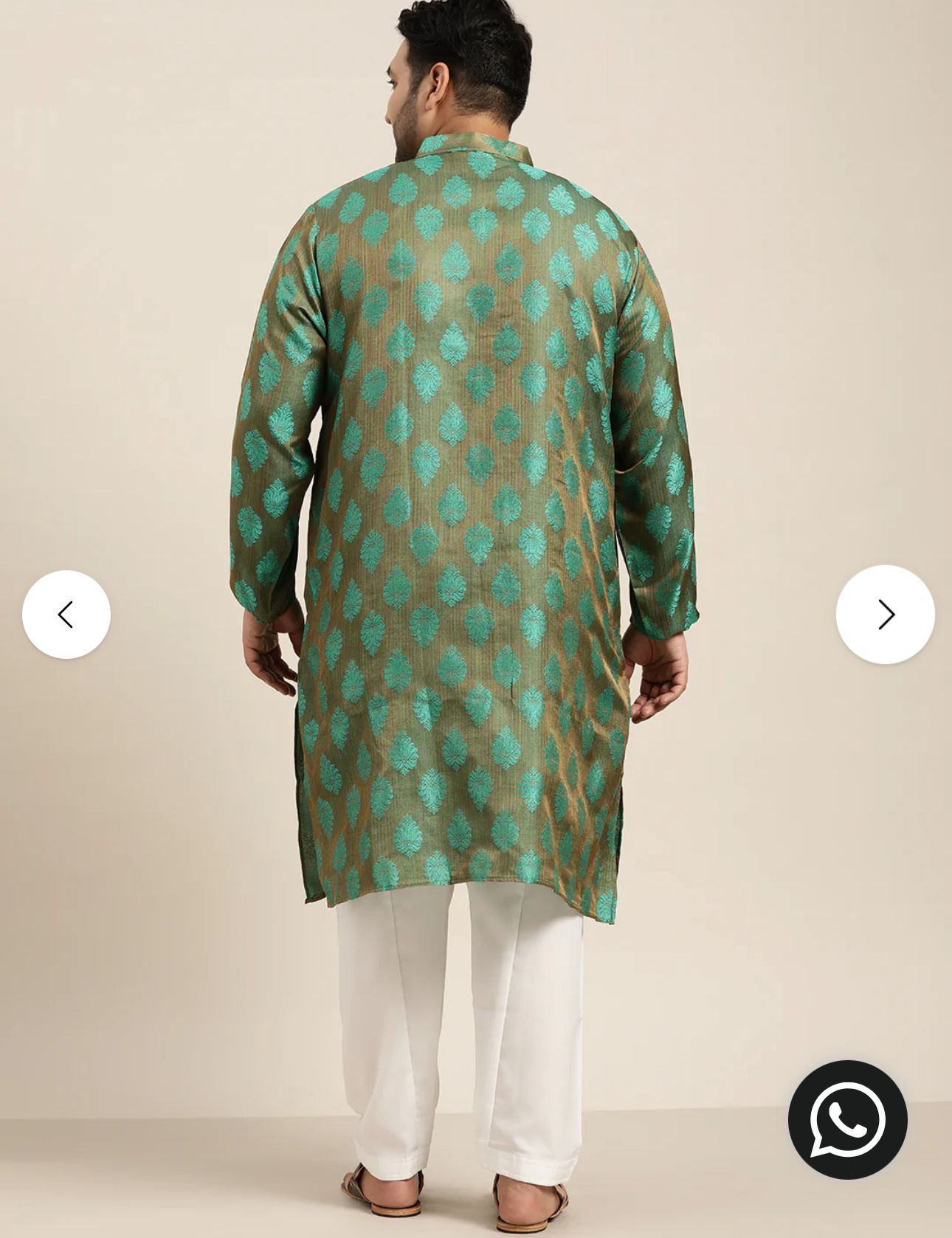 Men's Jacquard Silk Dark Green Kurta & Off-White Churidar Pyjama Set in Berlin