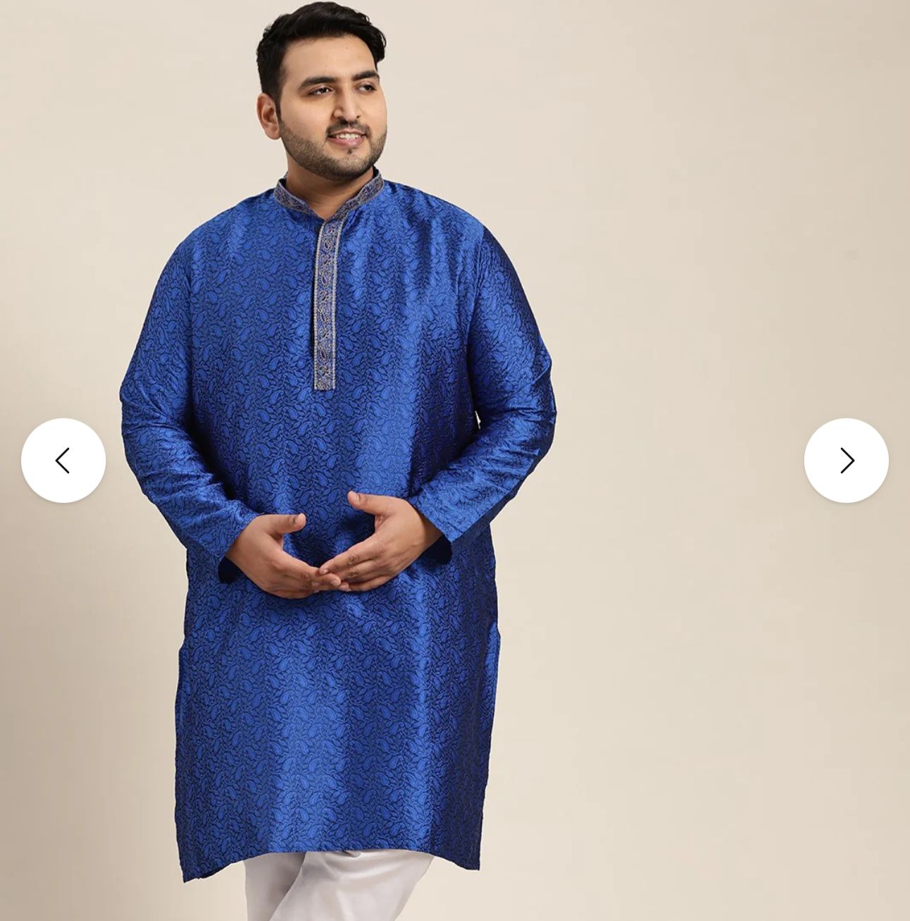 Men's Silk Blend Blue Self Design ONLY Long Kurta in Germany