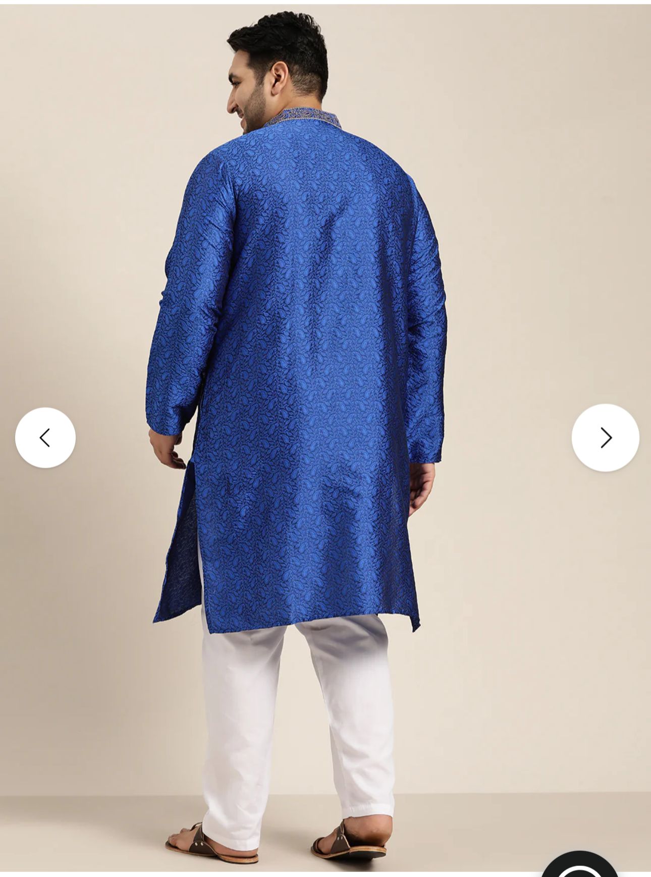 Men's Silk Blend Blue Self Design ONLY Long Kurta in Germany