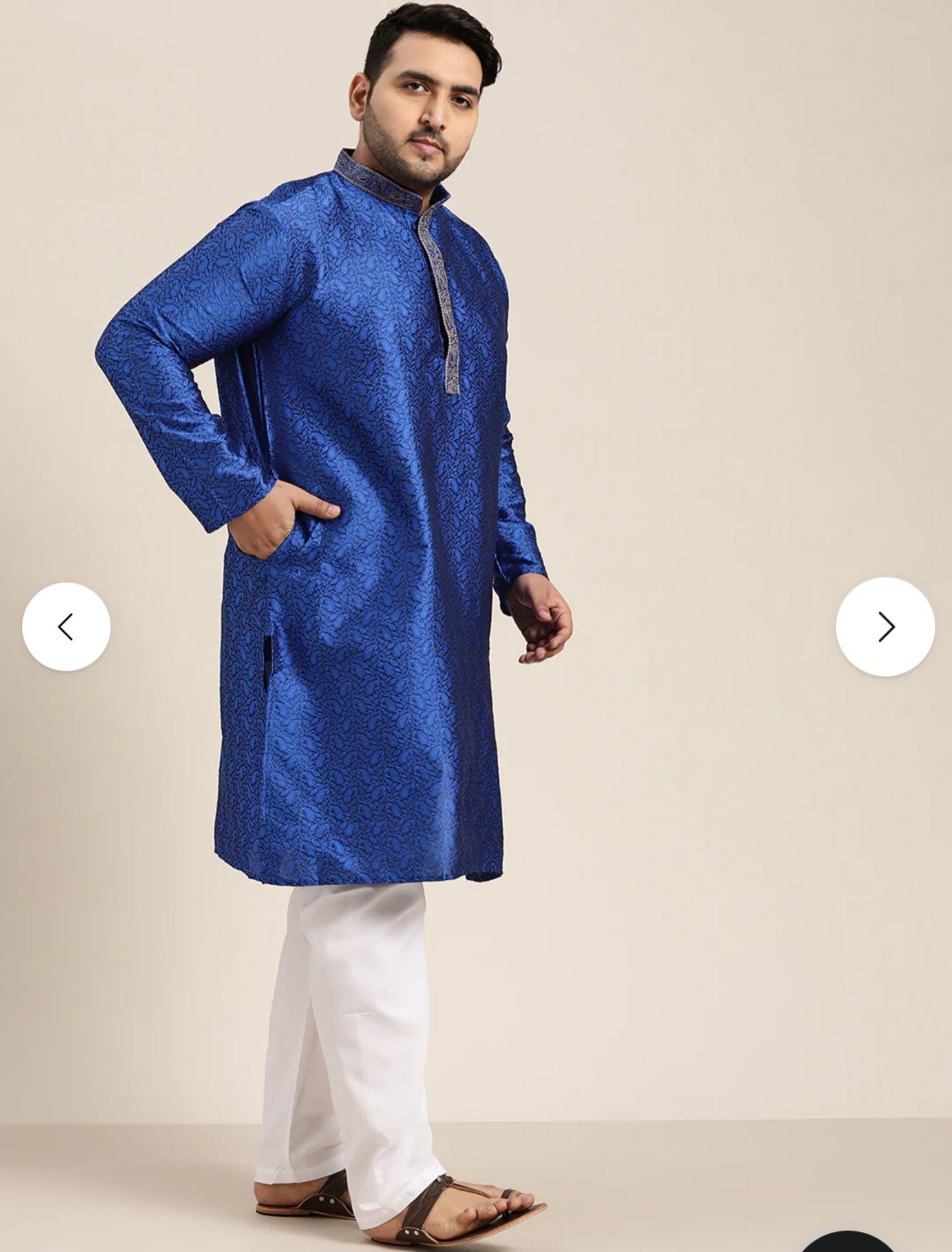 Men's Silk Blend Blue Self Design ONLY Long Kurta in Germany