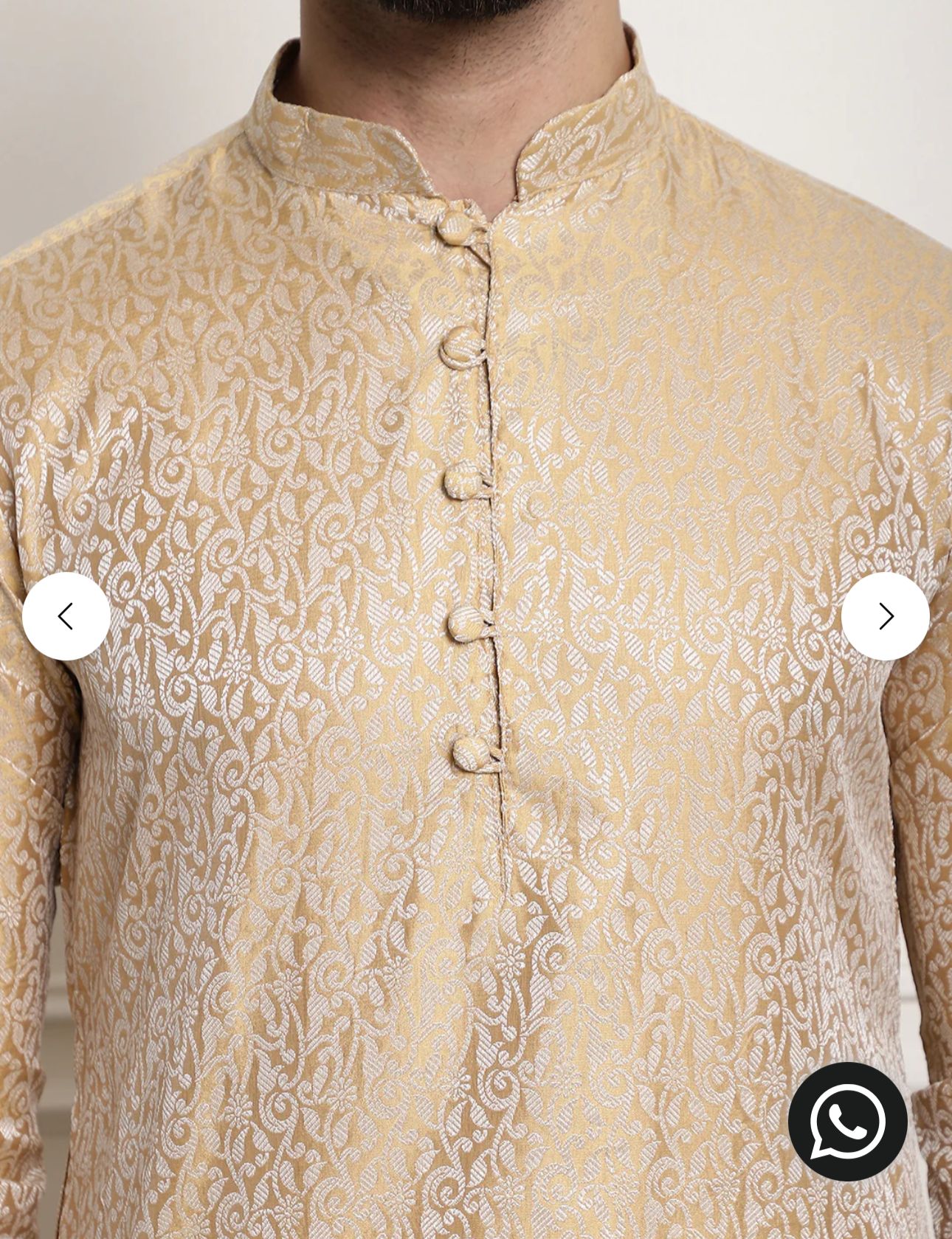 Men's Gold Jacquard Silk Kurta & Churidaar Pyjama in Germany