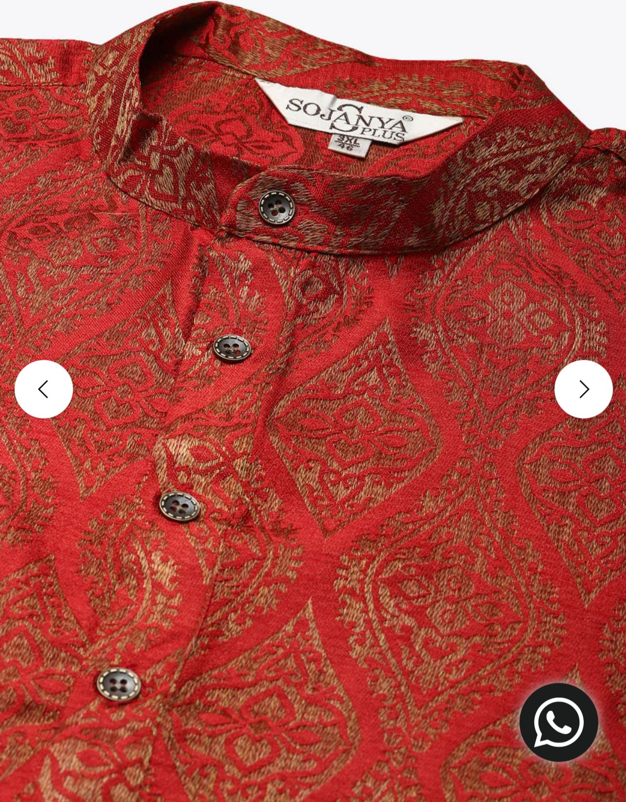 Men's Jacquard Silk Red & Gold Kurta in Germany