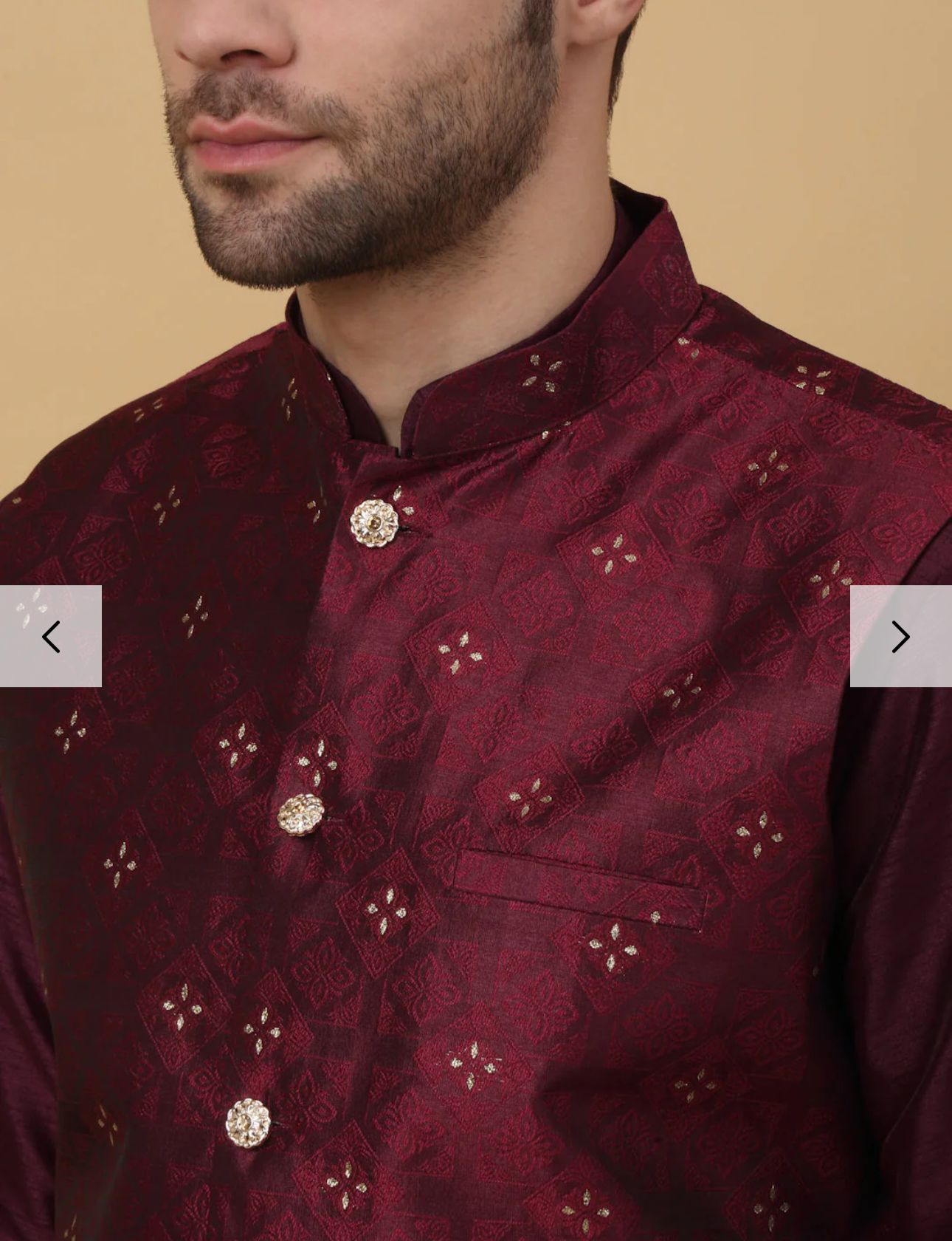 Men Purple Kurta & Churidar with Jacquard Maroon Nehru Jacket in Germany