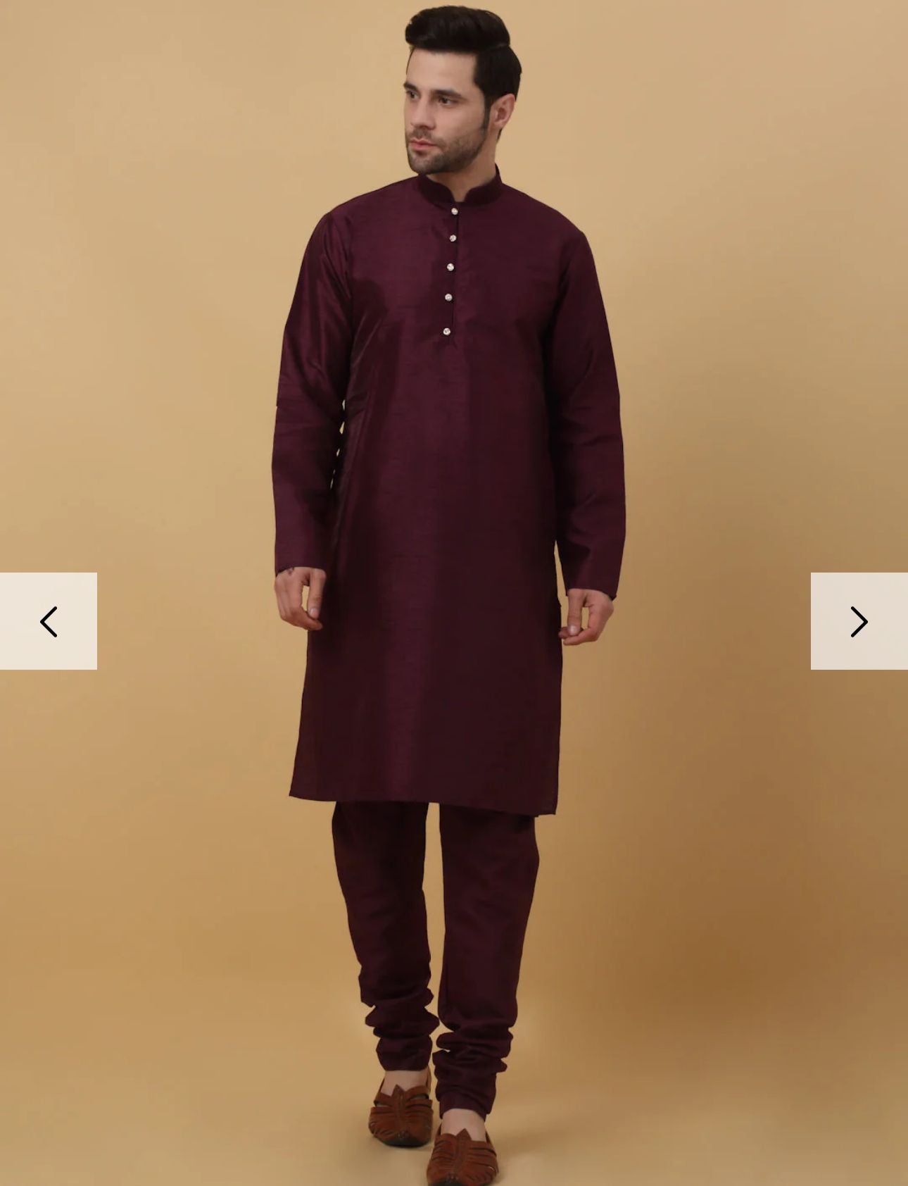 Men Purple Kurta & Churidar with Jacquard Maroon Nehru Jacket in Germany