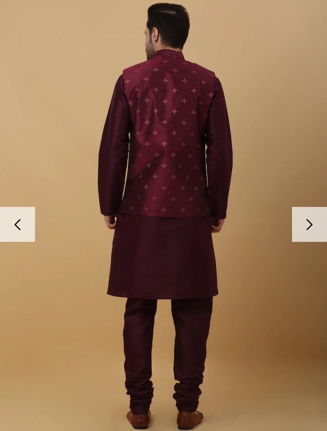 Men Purple Kurta & Churidar with Jacquard Maroon Nehru Jacket in Germany