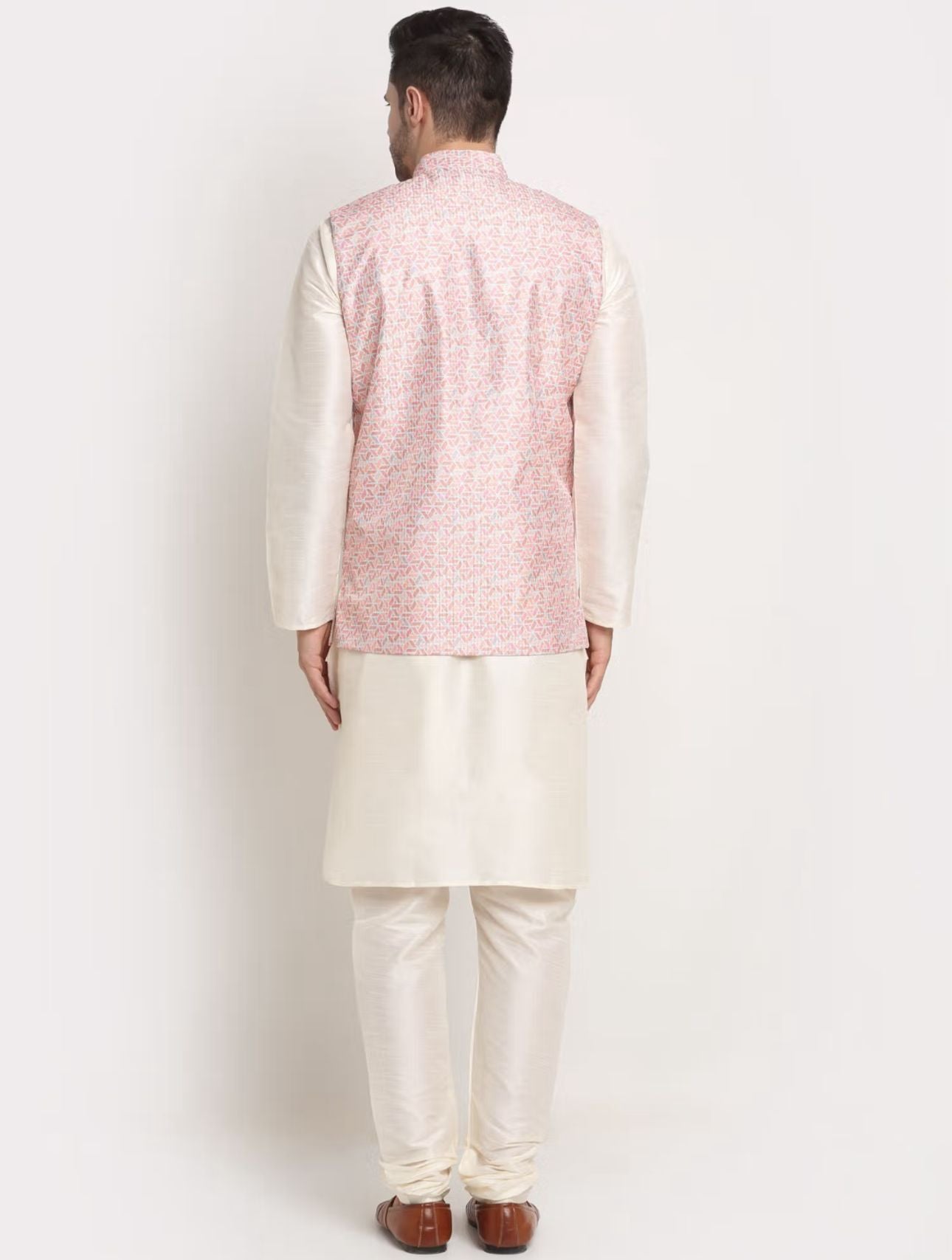 Men Kurta & Churidar with Thread Work Pink Nehru Jacket in Germany
