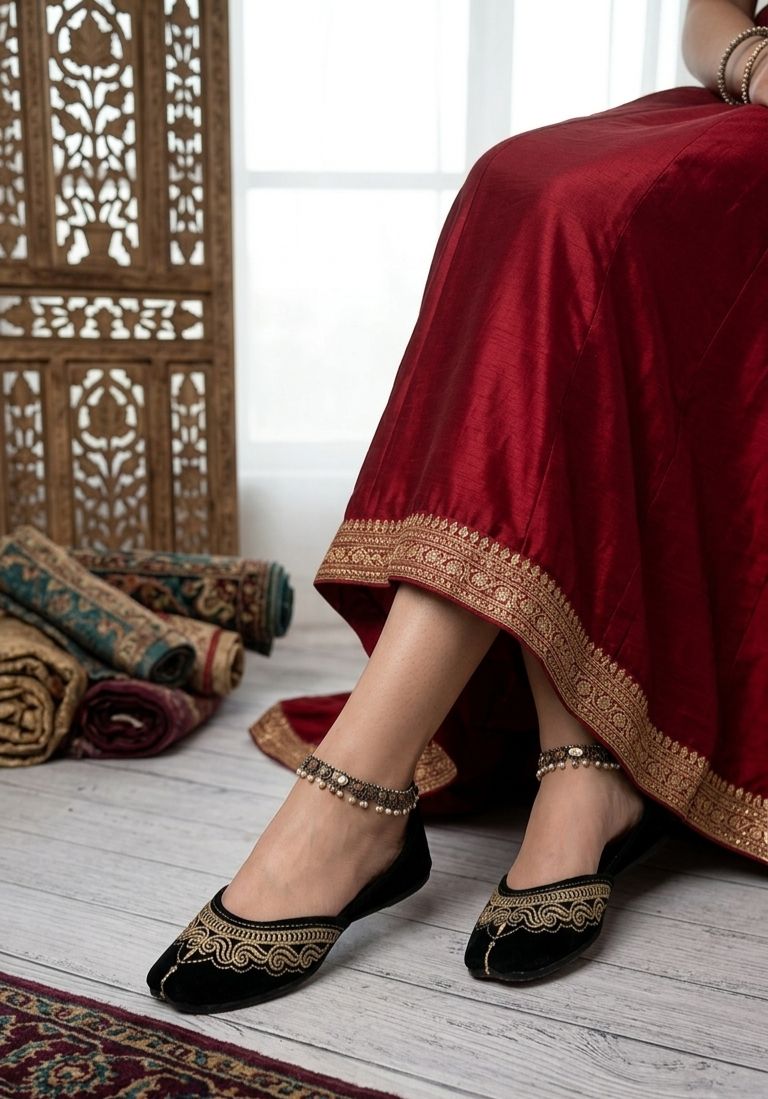 BLACK KASHMIRI EMBROIDERED JUTTI IN GERMANY