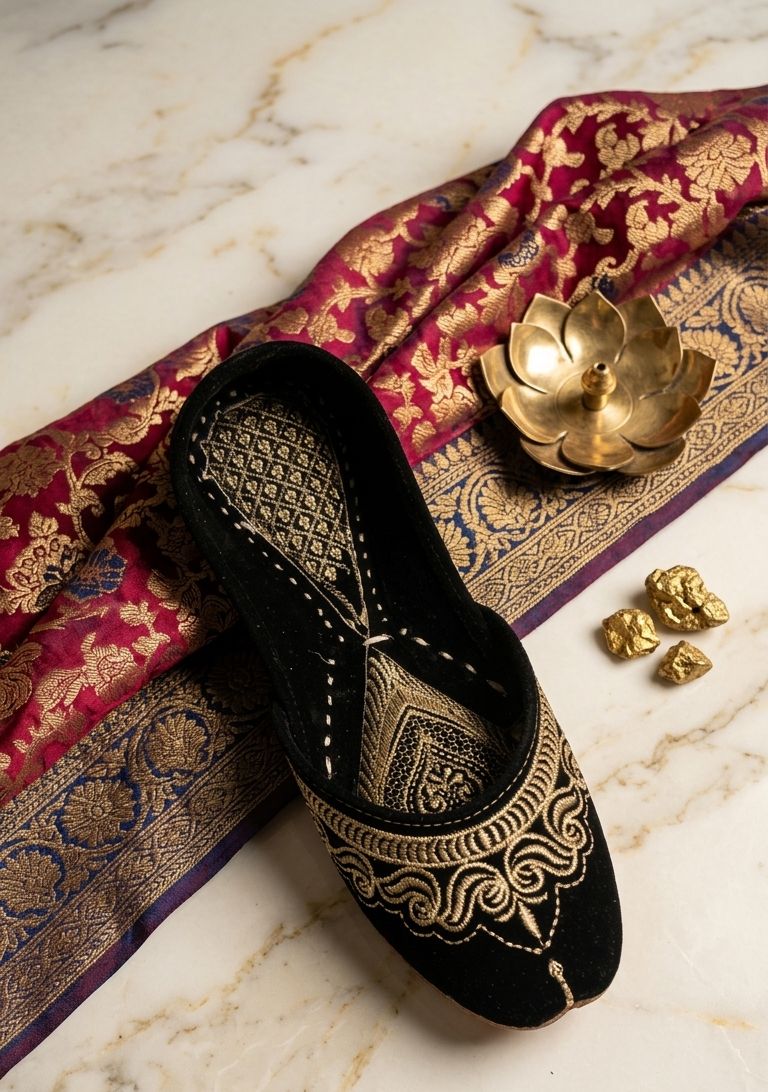 BLACK KASHMIRI EMBROIDERED JUTTI IN GERMANY