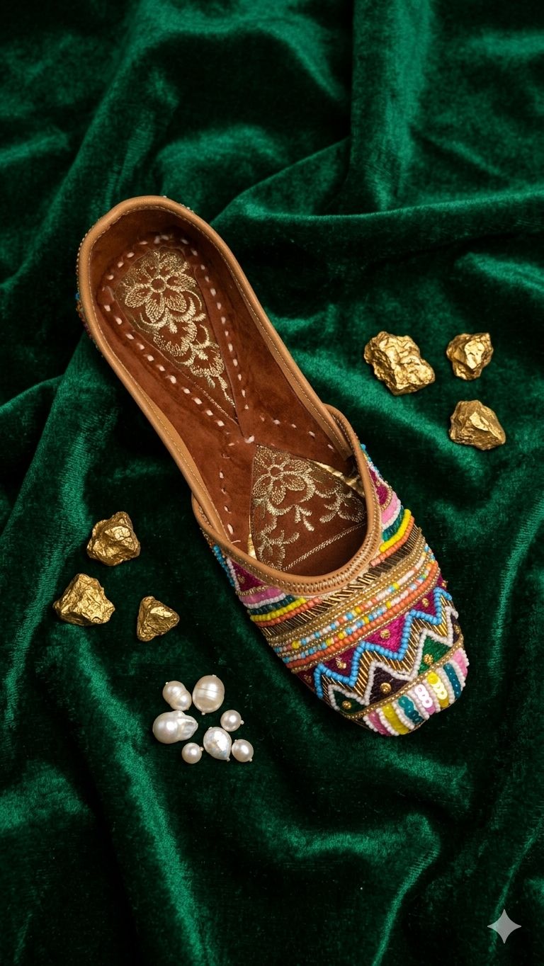 Multicolor Zardosi Work Hand Embroidered Jutti in Berlin