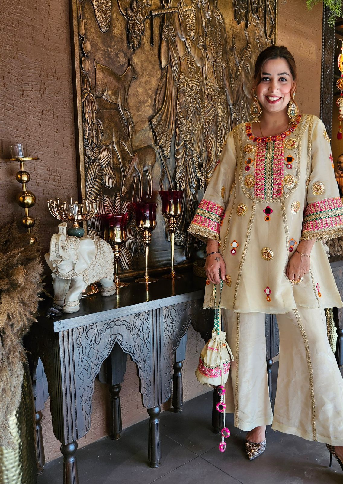 TRENDY CO-ORD SET MIRROR AND SEQUENCE EMBROIDERY WORK IN GERMANY