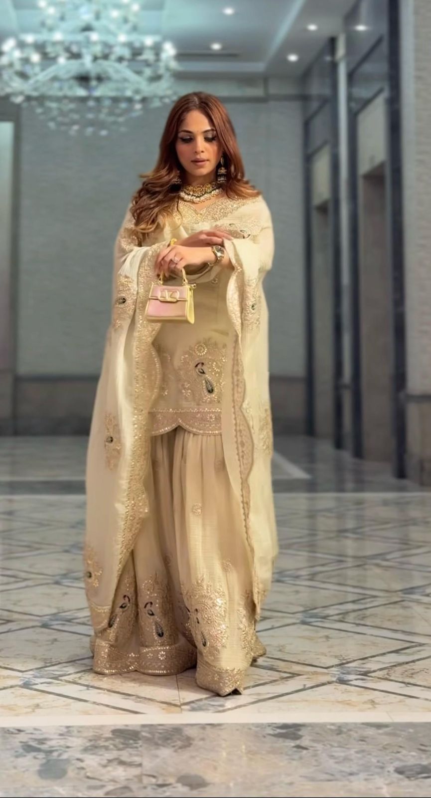 Pure Chinnon With Heavy Embroidery Coding Dori-Sequence Work Top-Bottom And Dupatta Set in Germany