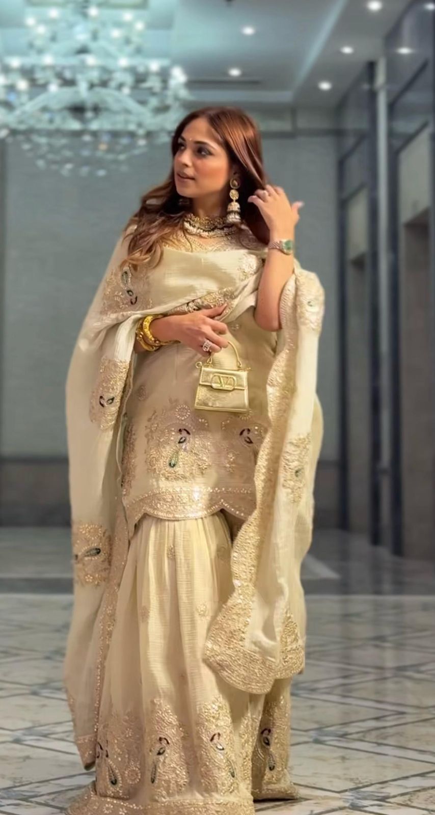 Pure Chinnon With Heavy Embroidery Coding Dori-Sequence Work Top-Bottom And Dupatta Set in Germany