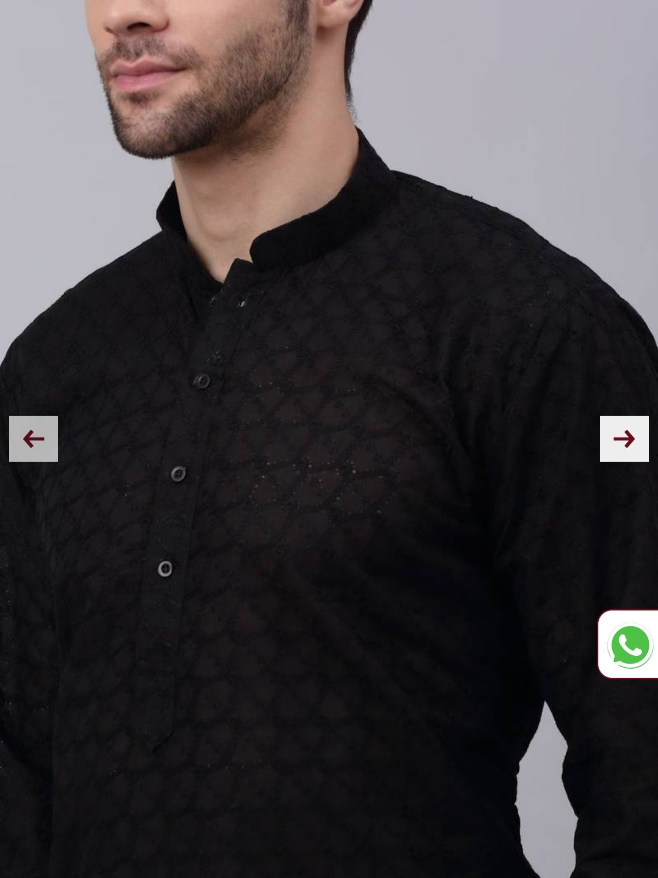 Men Black Chikankari Cotton Kurta Set in Germany