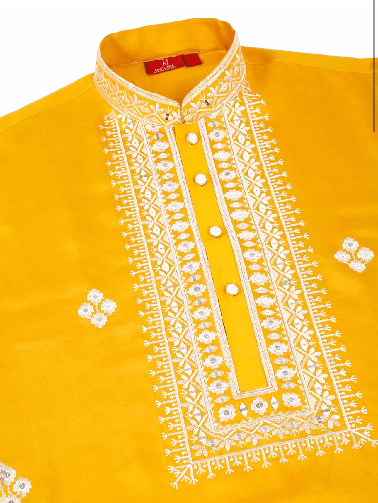 Men Yellow Embroidered Kurta with Trouser with Stole in Germany