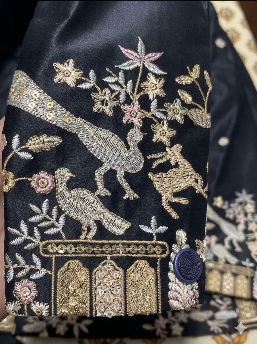 Blue Cotton, Silk Embroidery  Sherwani Set in Berlin