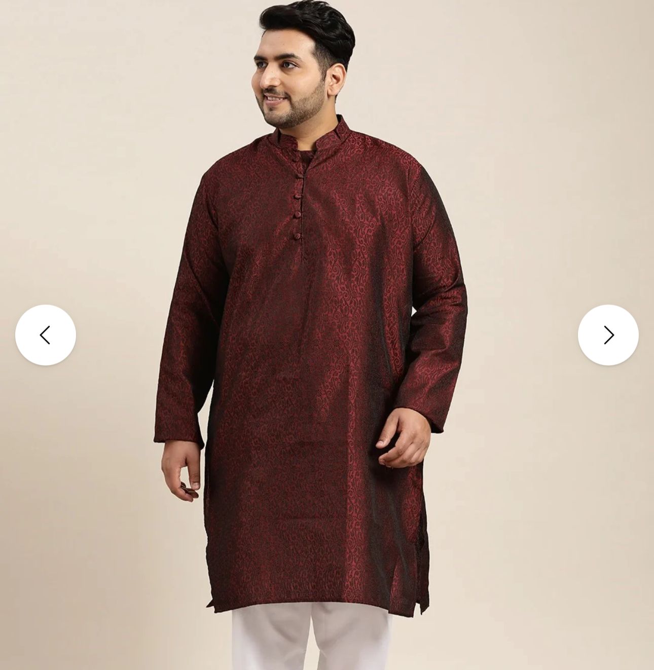 Men's Silk Blend Maroon Self Design ONLY Long Kurta in Berlin