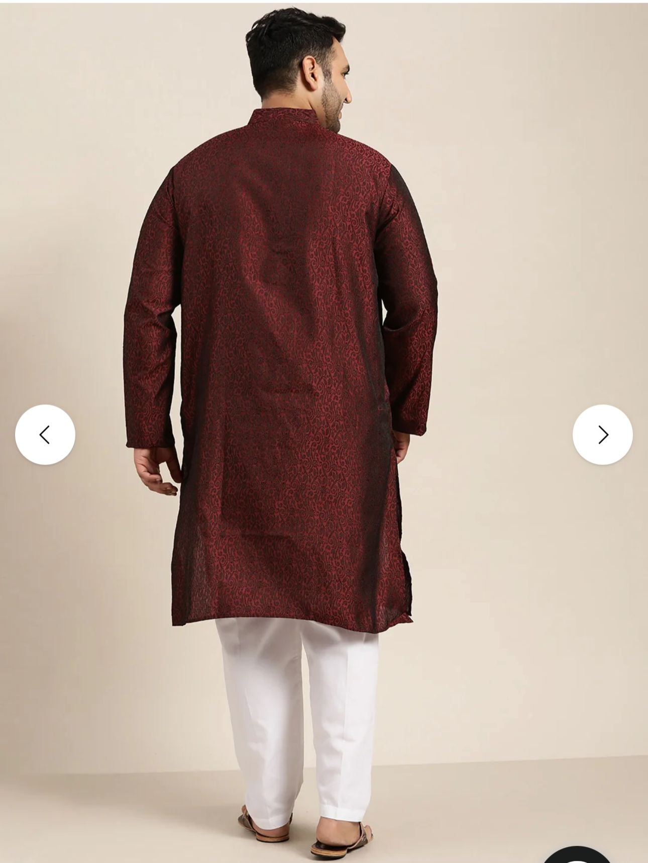 Men's Silk Blend Maroon Self Design ONLY Long Kurta in Berlin