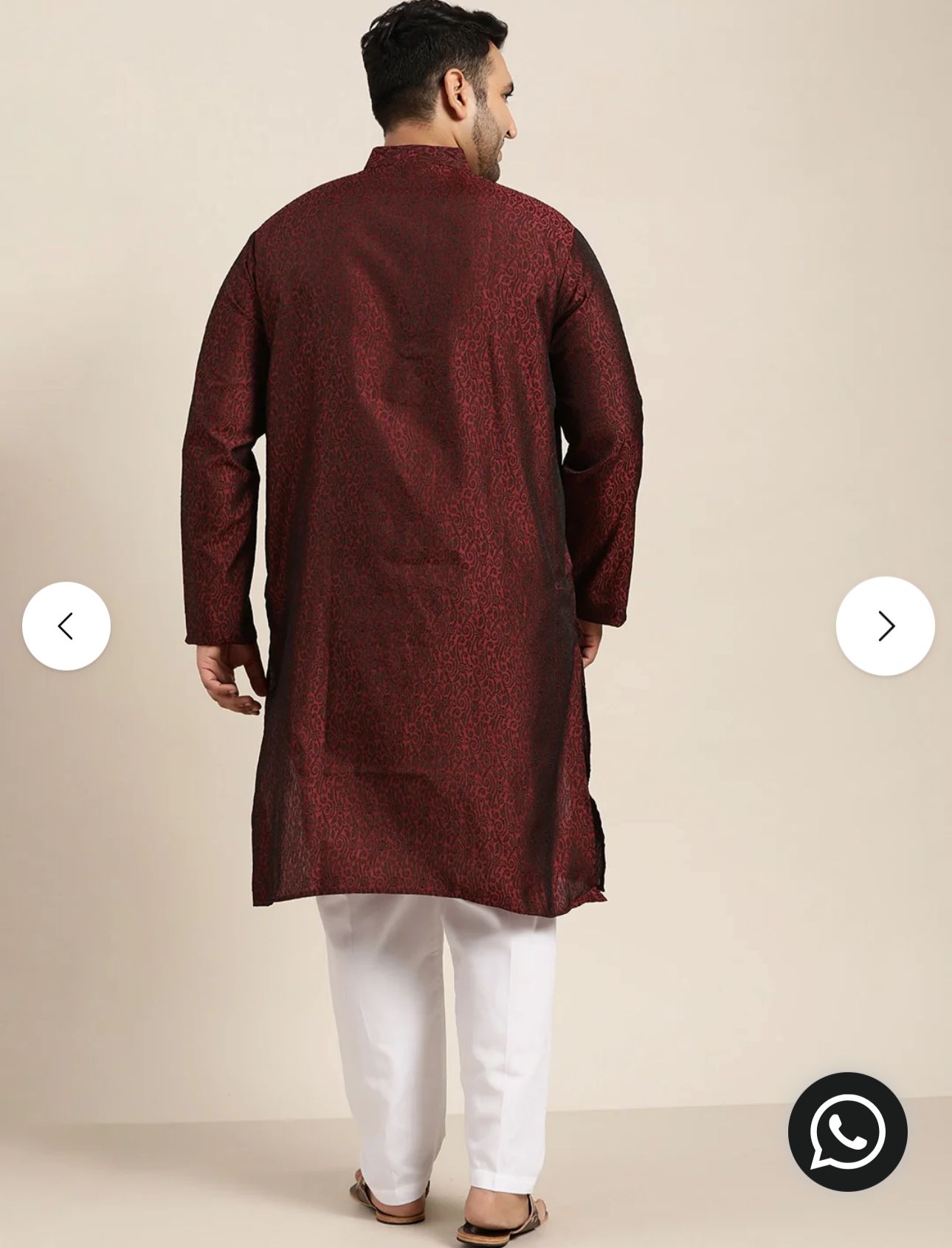 Men's Silk Blend Maroon Self Design ONLY Long Kurta in Berlin