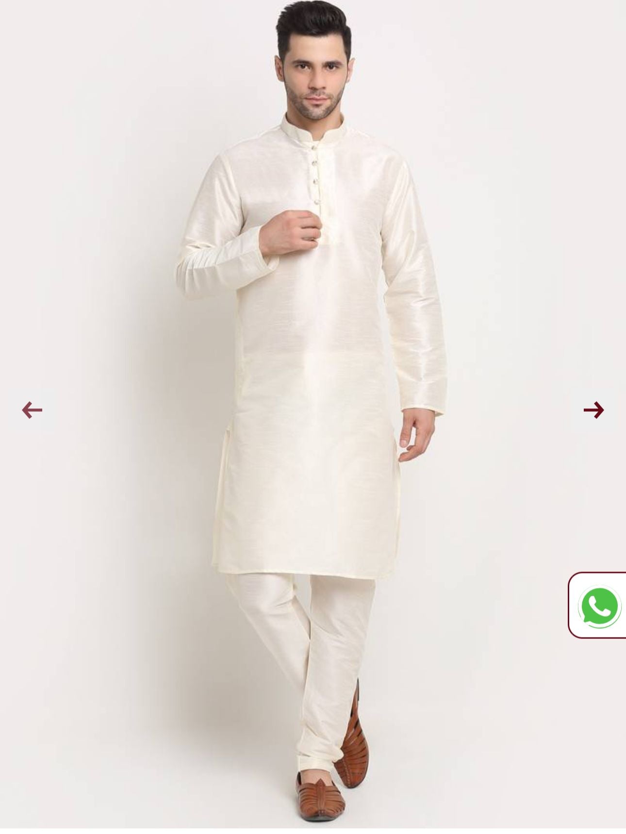 Silk Blend Kurta And Churidar With Jacquard Red Nehru Jacket