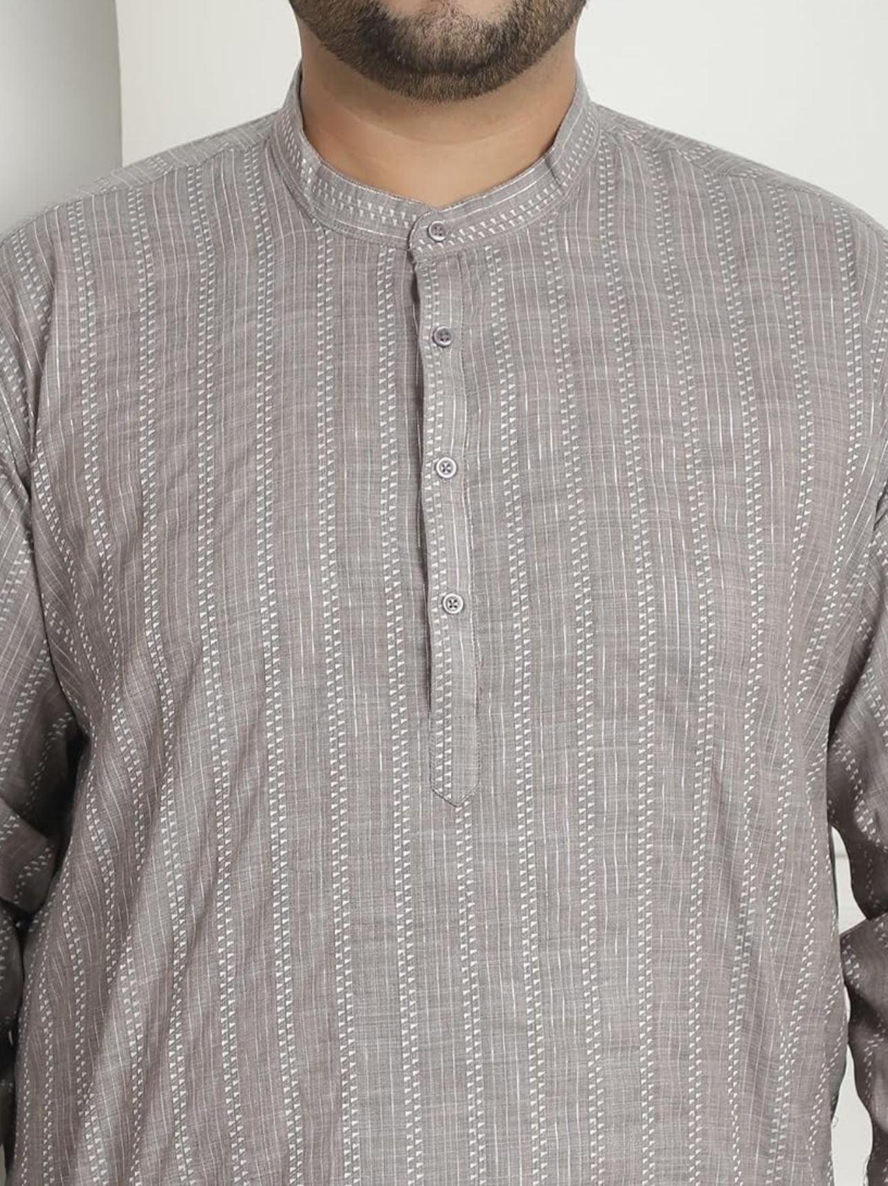 Men's Silk Blend Cream Printed ONLY Long Kurta in Germany