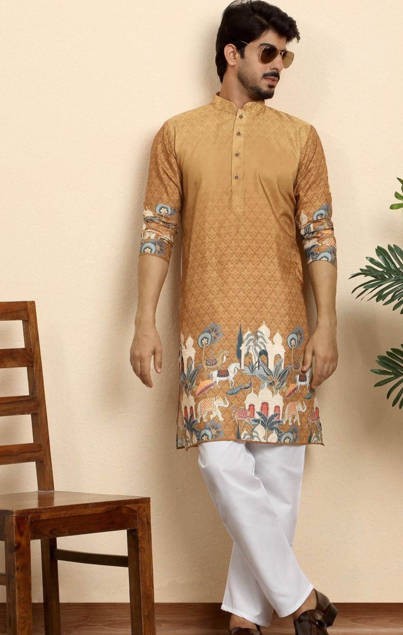 Men Ethnic Motifs Printed Regular Kurta with Pyjamas in Germany
