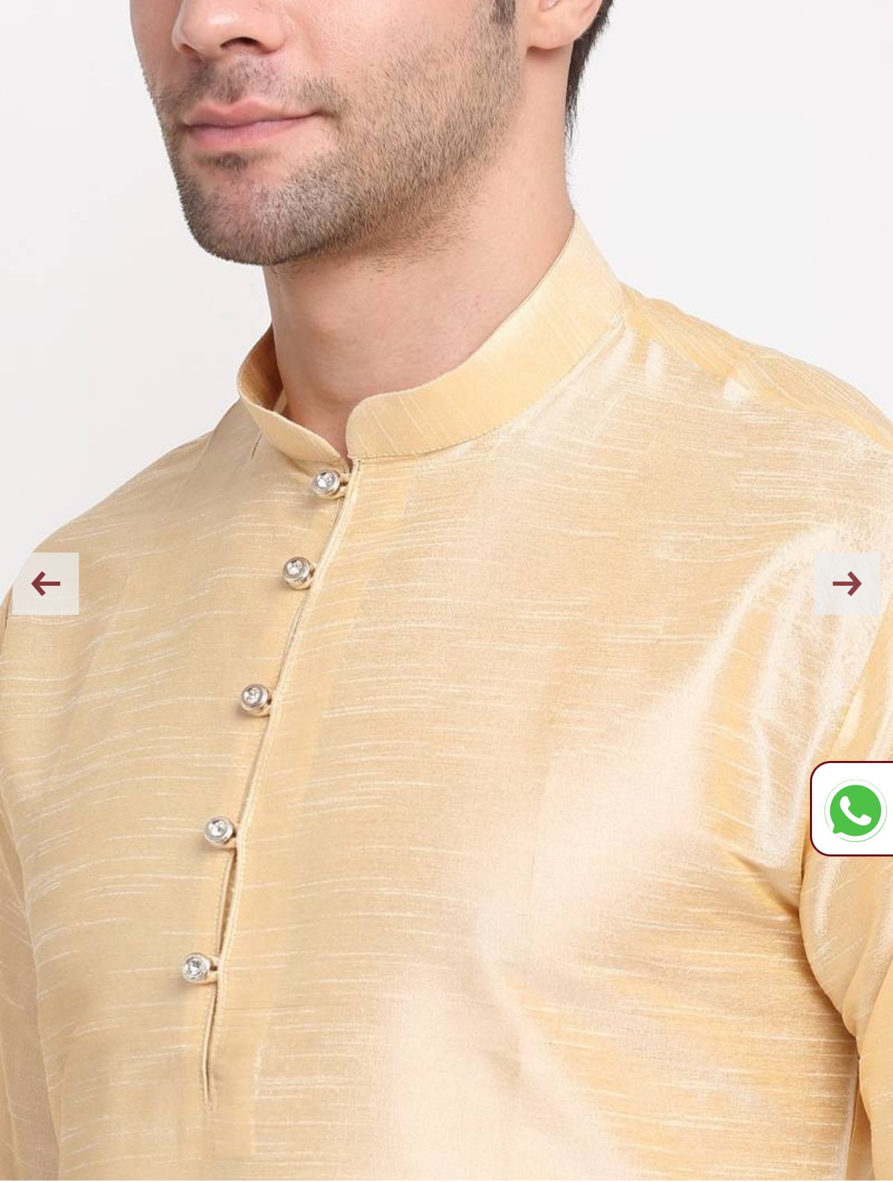 Men's Gold Jacquard Silk Kurta & Churidaar Pyjama in Germany