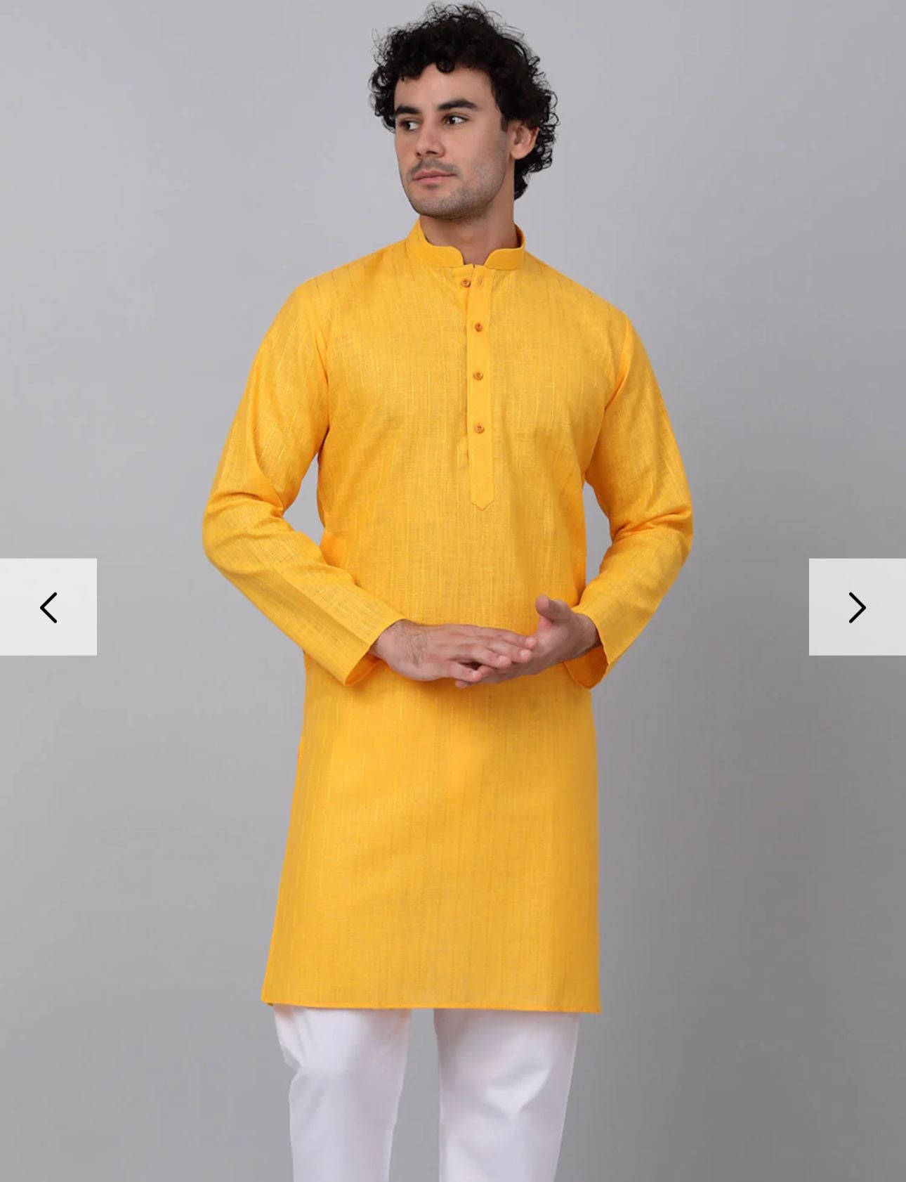 Men Cotton Linen Striped Thread Work Knee Length Kurta Only in Germany
