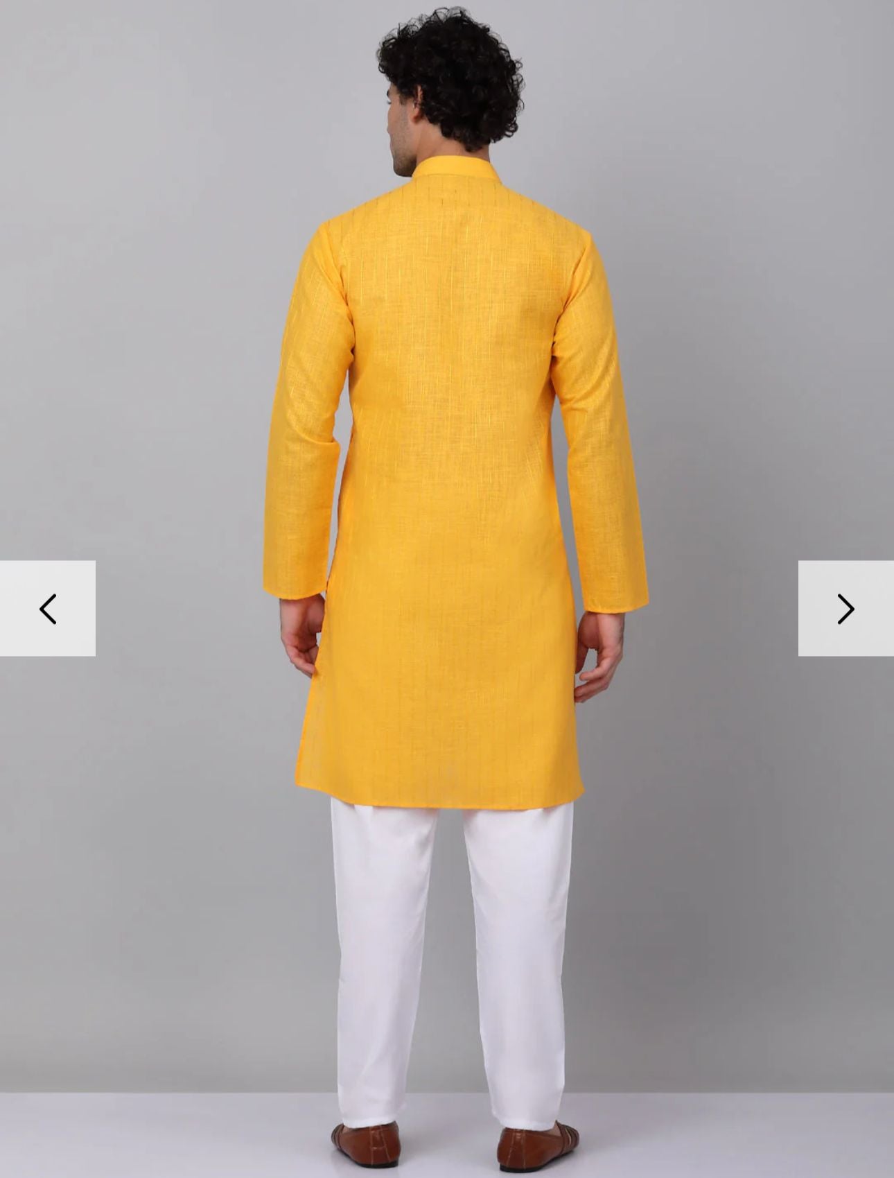 Men Cotton Linen Striped Thread Work Knee Length Kurta Only in Germany