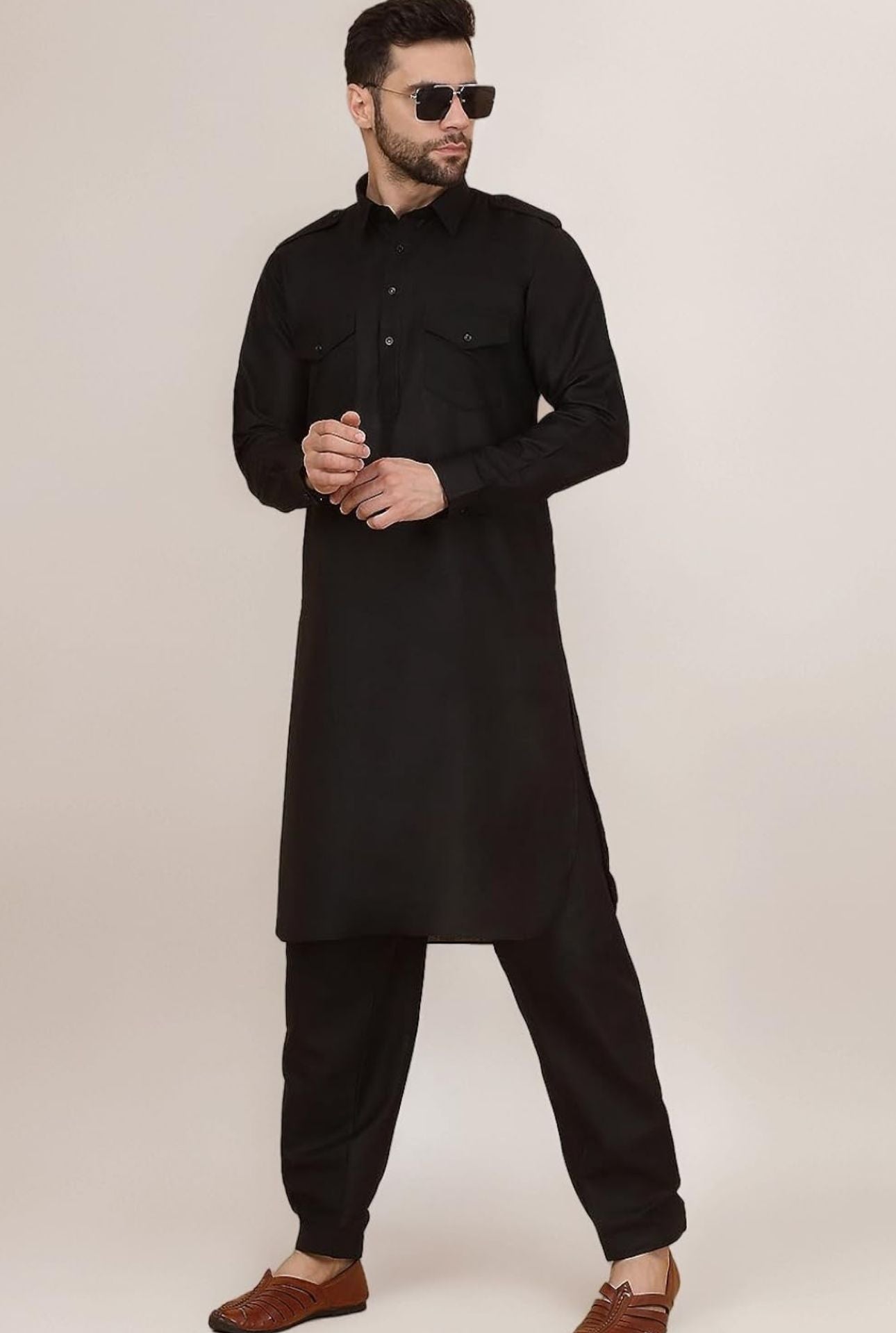 Men's Cotton Pathani Kurta With Drawstring Salwar Set in Berlin