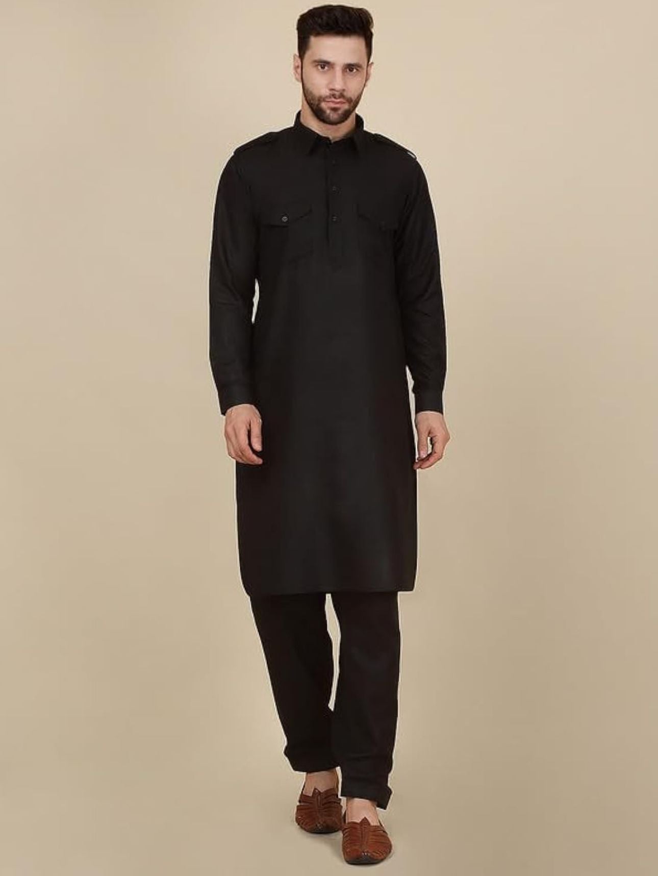 Men's Cotton Pathani Kurta With Drawstring Salwar Set in Berlin