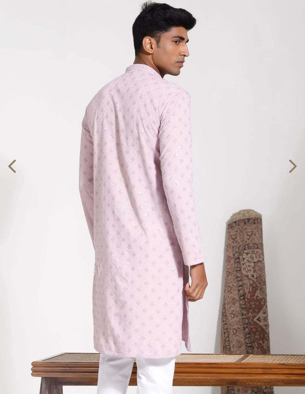 Pink Regular Fit Embroidered Kurta in Germany