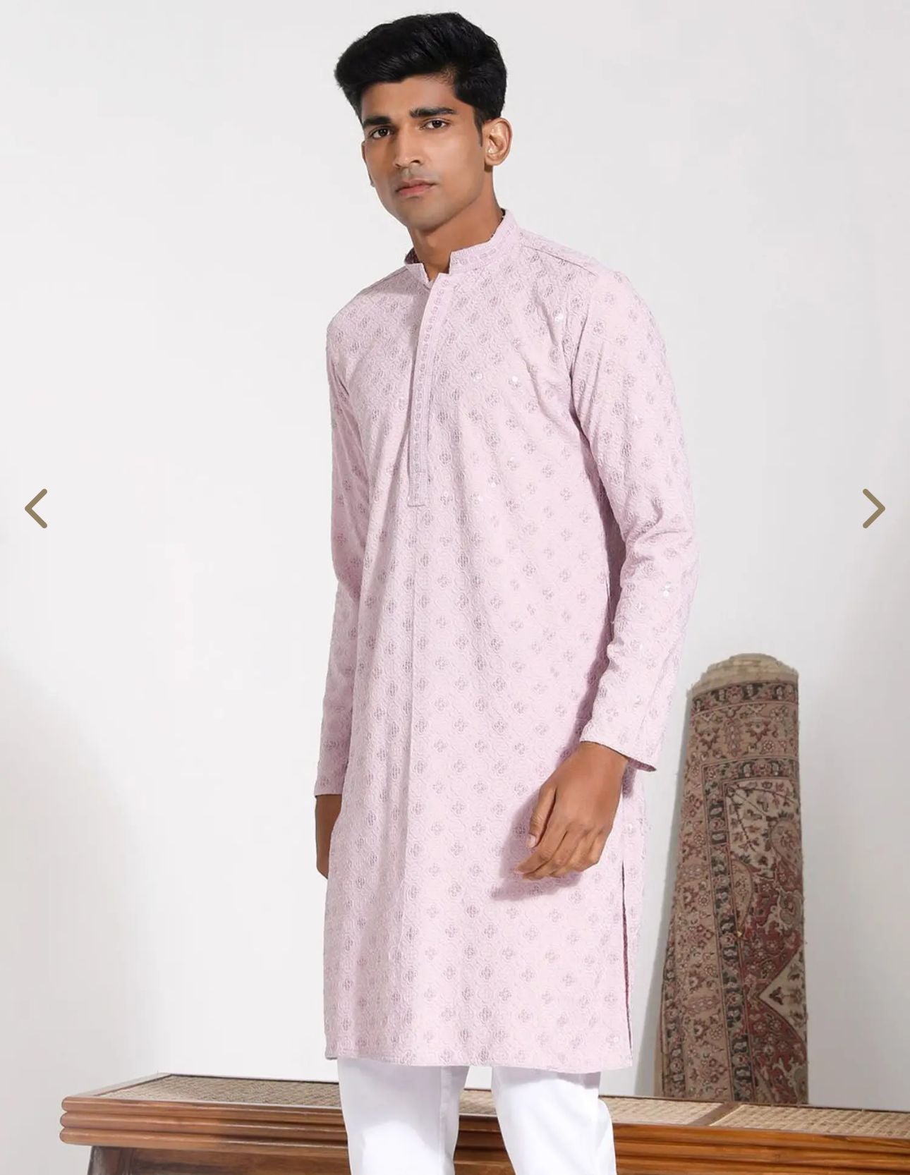 Pink Regular Fit Embroidered Kurta in Germany