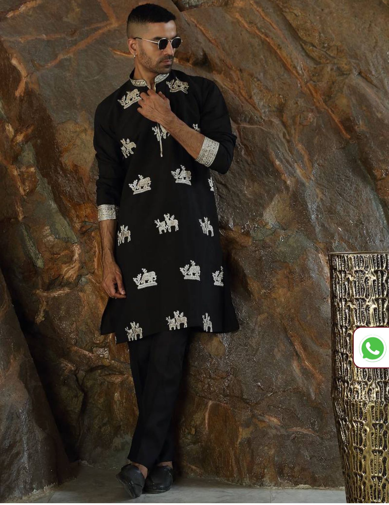 Cotton Silk Ethnic Motifs Embroidered Black Kurta With Trouser Pant in Germany
