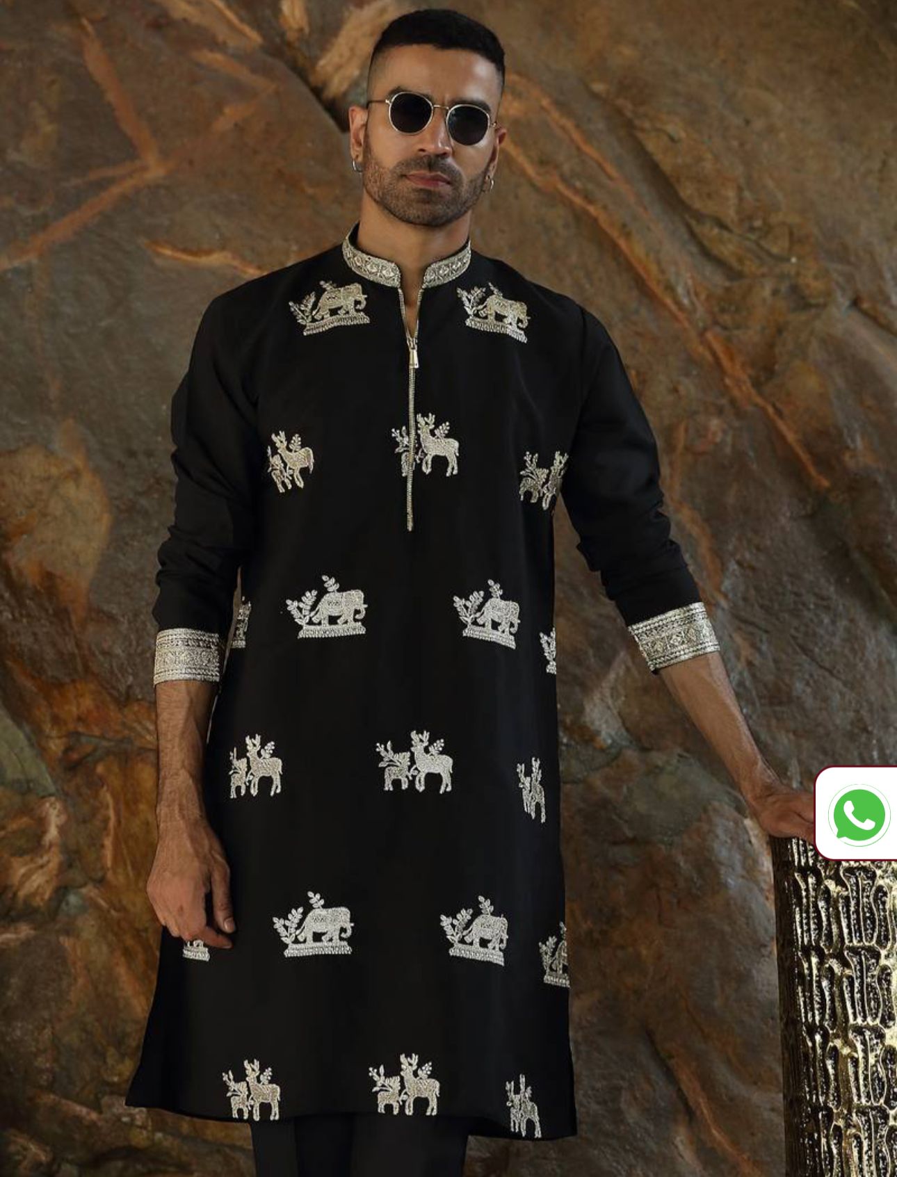 Cotton Silk Ethnic Motifs Embroidered Black Kurta With Trouser Pant in Germany