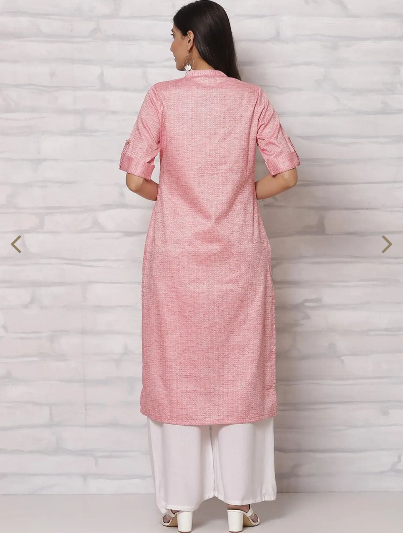 Pink Woven Pattern Straight Kurta in Germany