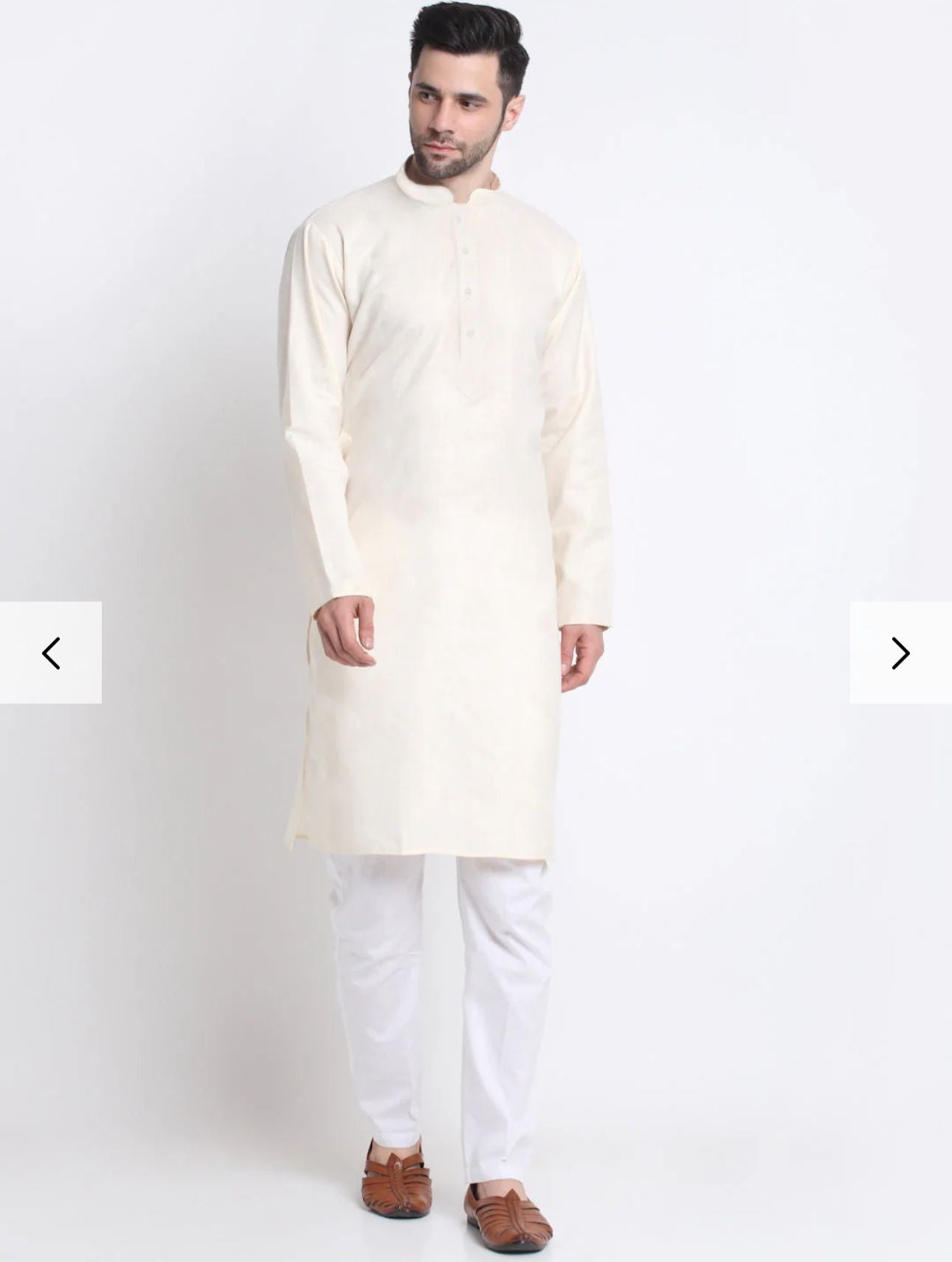 Men's Cotton Blend Solid Kurta and White Elastic Waistband Pyjama With Cotton Embroided Sequenced Nehru Jacket in Germany