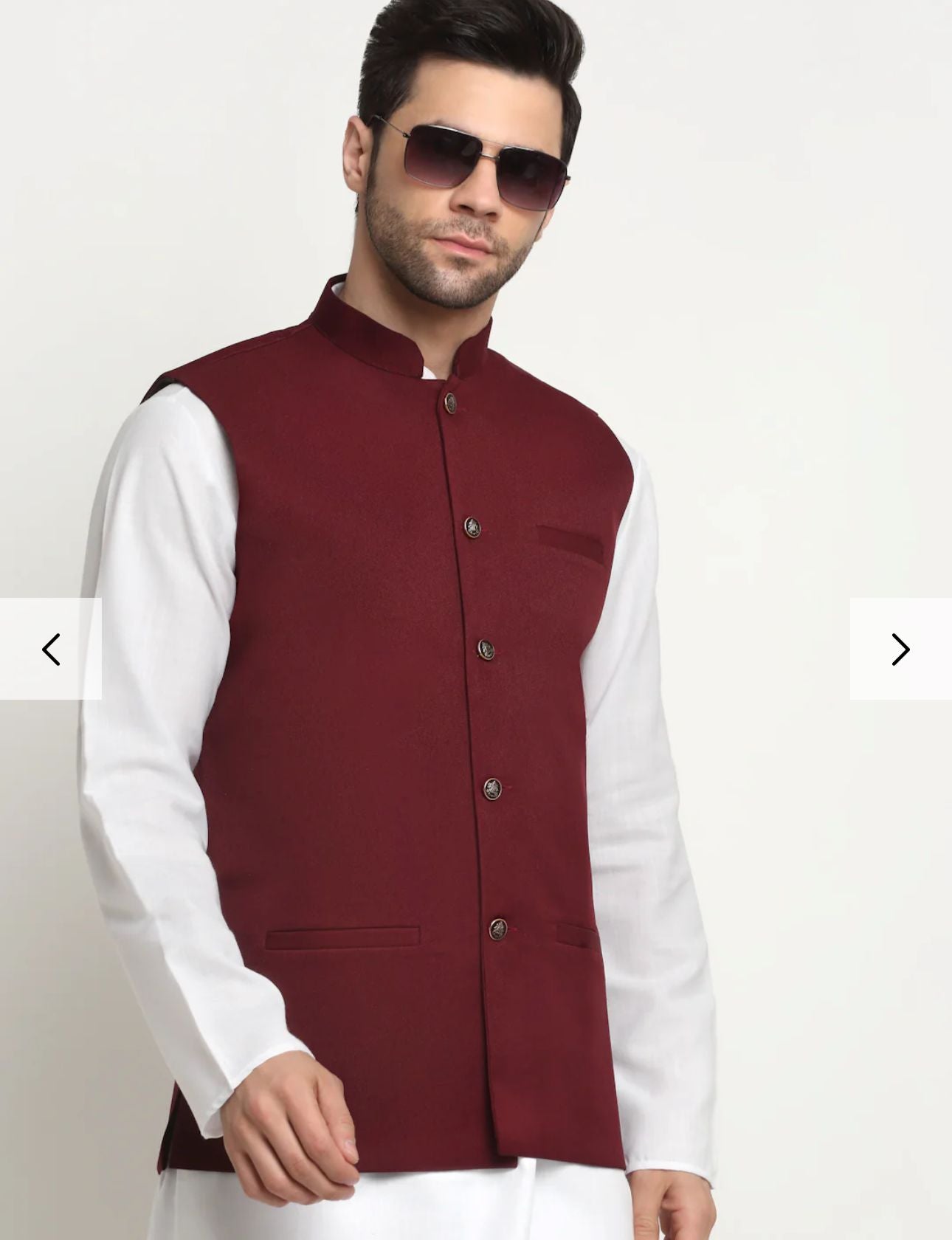 Cotton Solid White Kurta Churidar With Twill Nehru Jacket Set in Germany