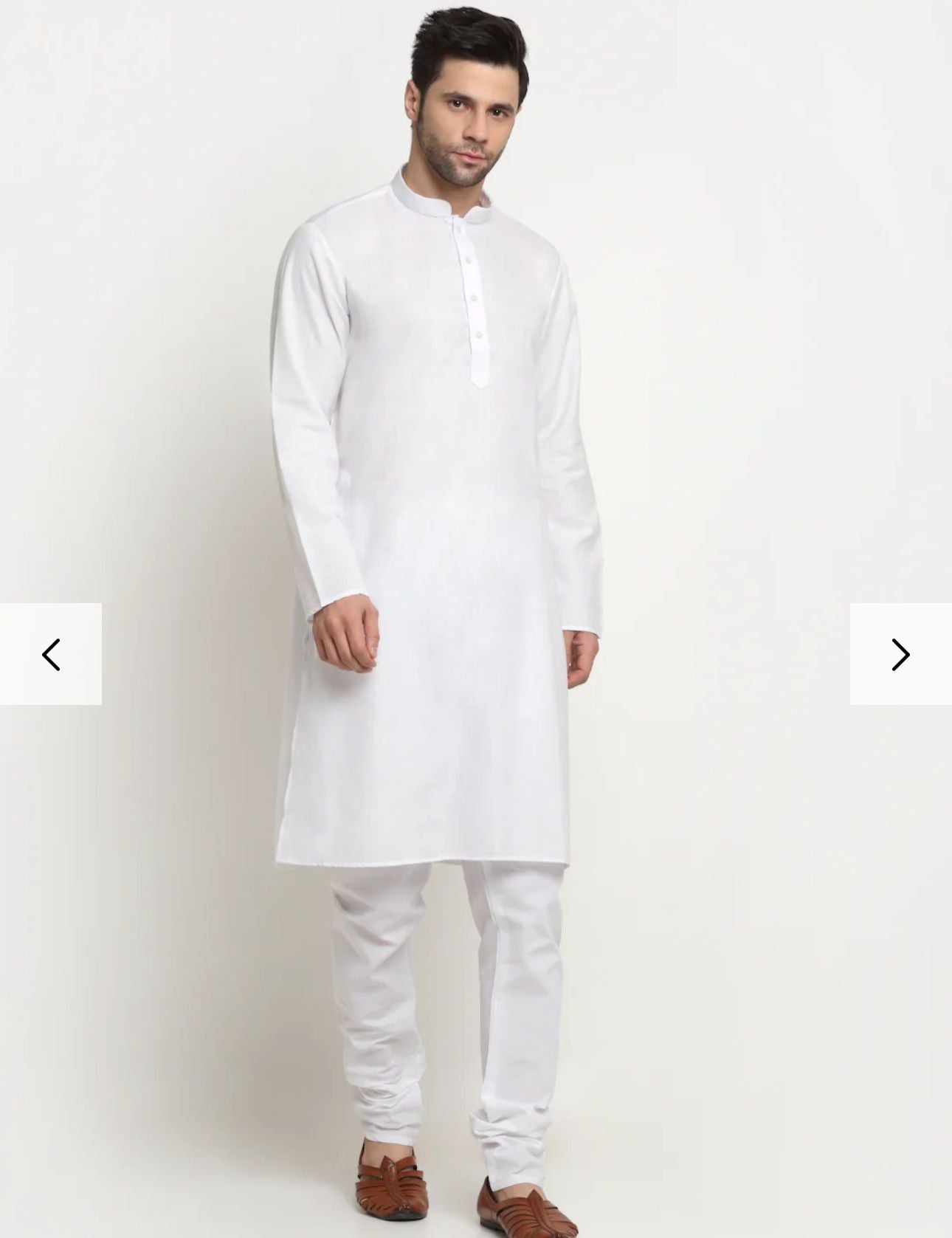 Cotton Solid White Kurta Churidar With Twill Nehru Jacket Set in Germany
