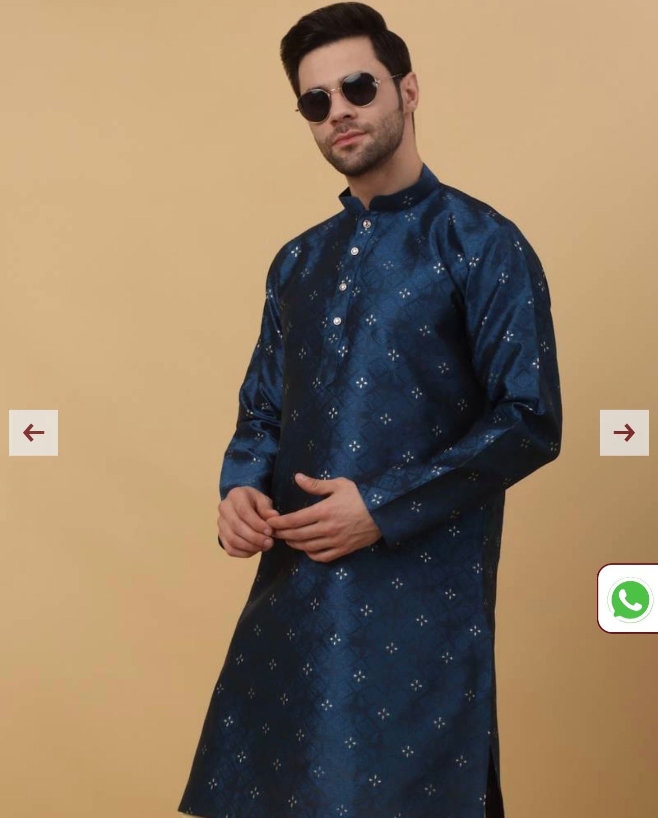 Men's Silk Blend Jacquard Sequenced Kurta