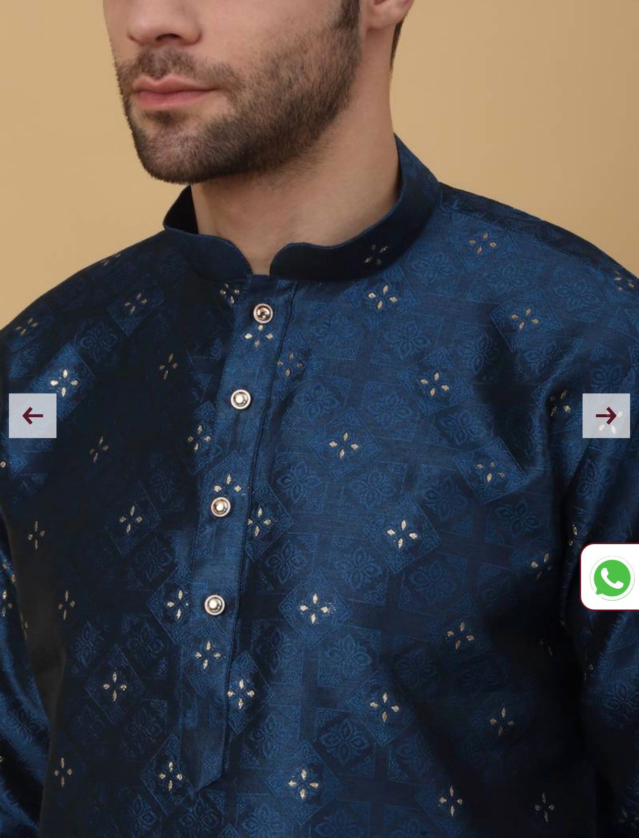 Men's Silk Blend Jacquard Sequenced Kurta